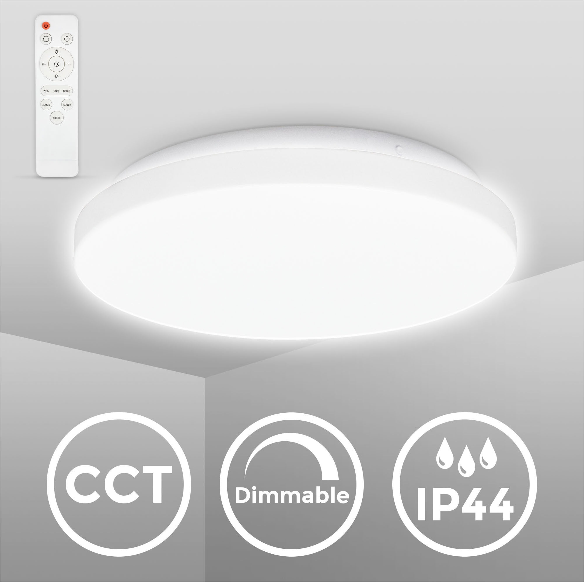 B.K.Licht LED Deckenleuchte »CCT-LED Bad-Deckenlampe, Badleuchte mit Fernbe günstig online kaufen