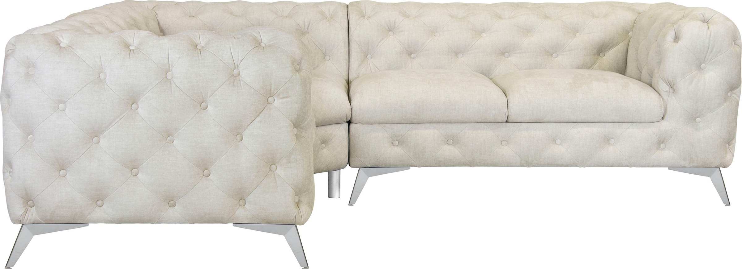 Leonique Chesterfield-Sofa »Ecksofa GLYNIS L-Form mit Wellenunterfederung, günstig online kaufen