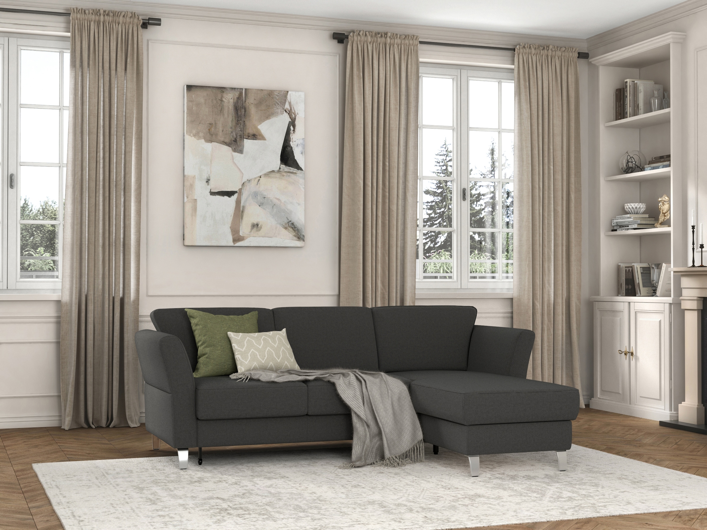 sit&more Ecksofa »Visby L-Form«, wahlweise mit Bettfunktion und Bettkasten, frei im Raum stellbar