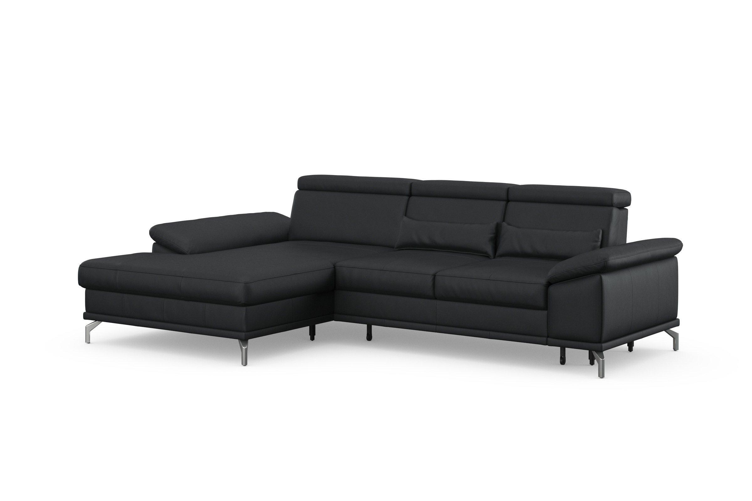 sit&more Ecksofa »Cabrio L-Form, mit Sitztiefenverstellung, Arm- und Kopfteilverstellung«, 2 Nierenkissen, Federkern, optional Bettfunktion und Stauraum