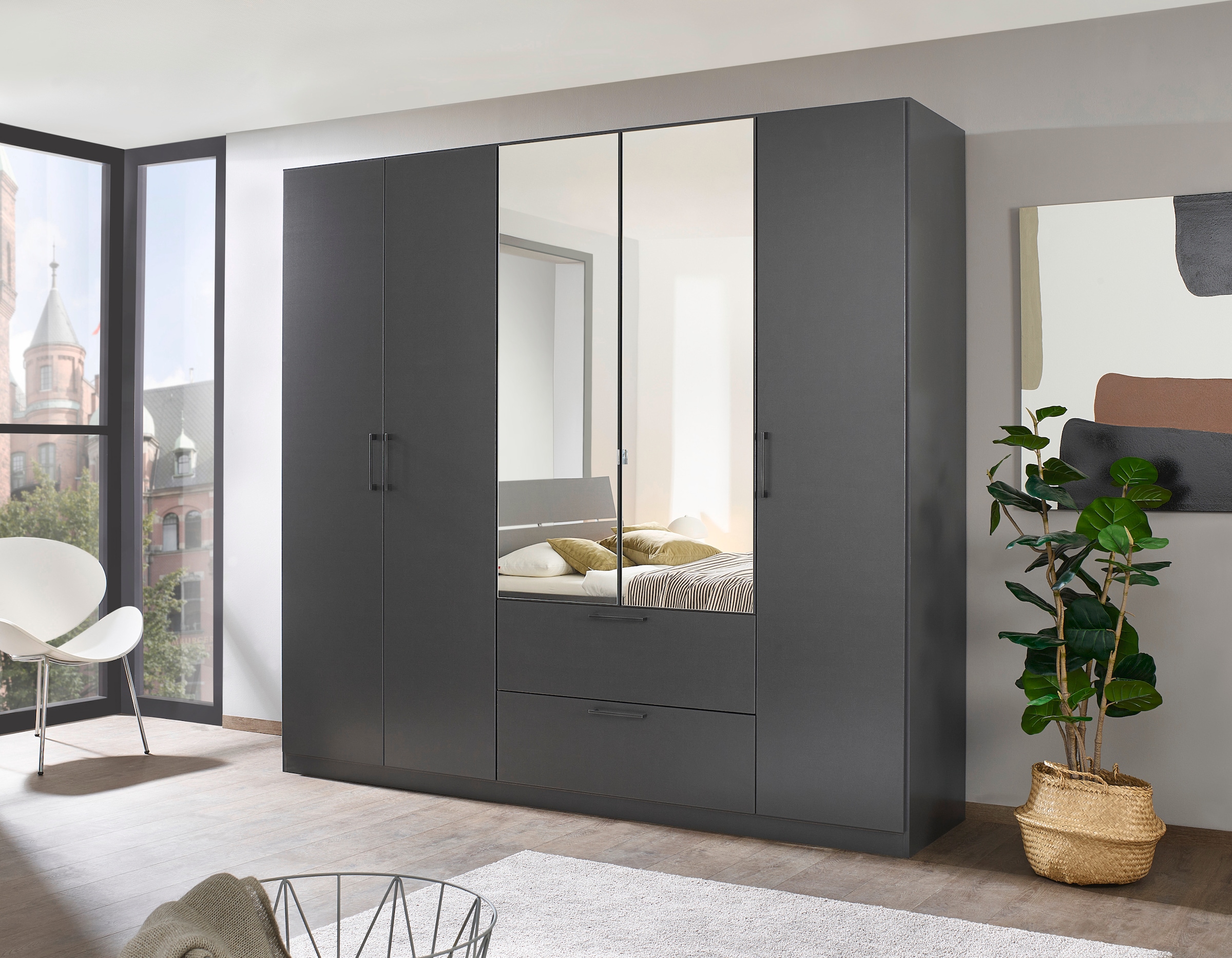 INOSIGN BY RAUCH Drehtürenschrank »Kleiderschrank Schrank Garderobe Wäscheschrank CHALLENGER«, mit Spiegeltüren und geräumigen Schubladen MADE IN GERMANY