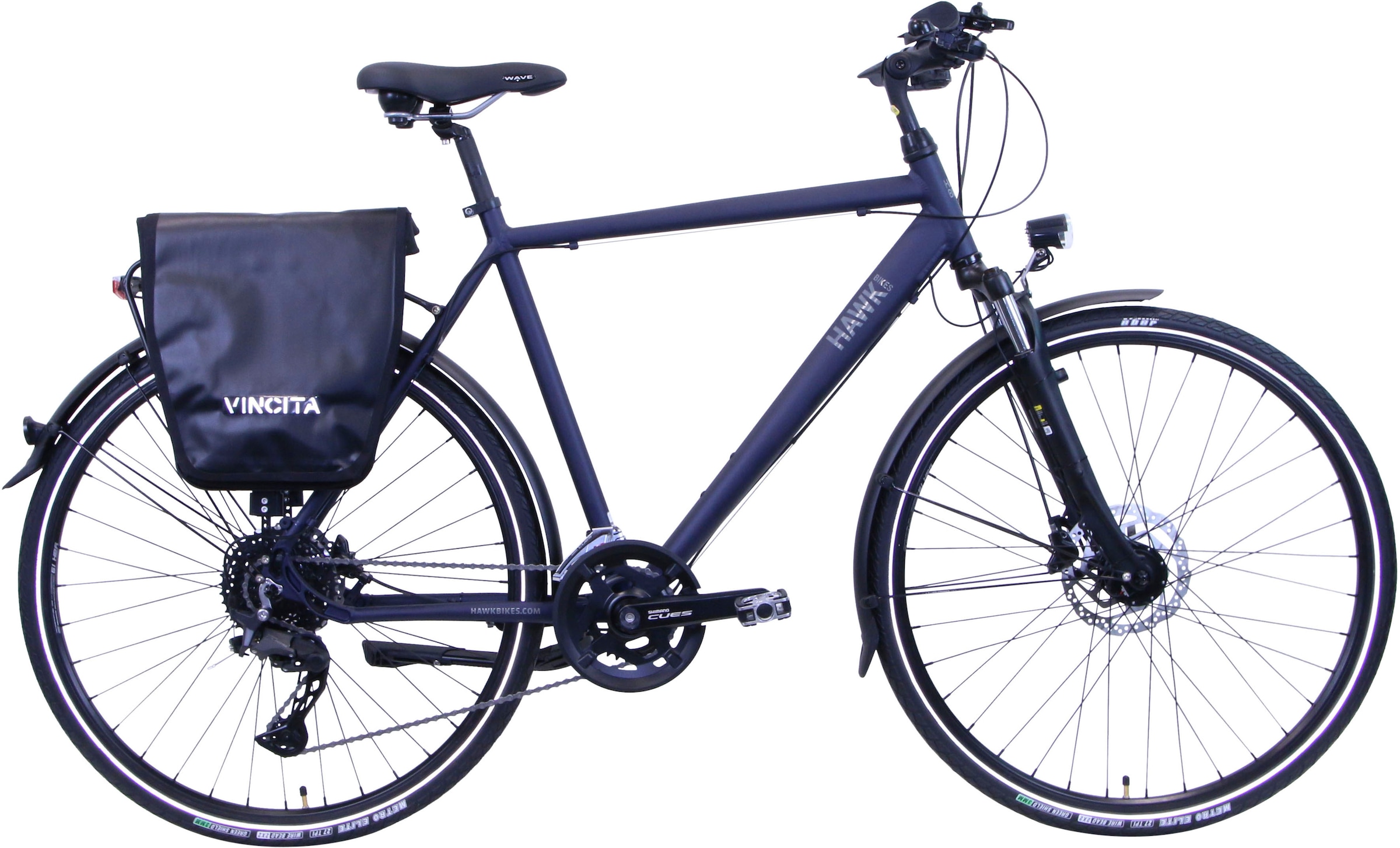 HAWK Bikes Trekkingrad »HAWK Trekking Gent Deluxe Plus Ocean Blue«, 20 Gang, Shimano, Shimano CUES Schaltwerk