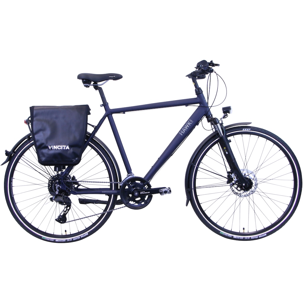 HAWK Bikes Trekkingrad »HAWK Trekking Gent Deluxe Plus Ocean Blue«, 20 Gang, Shimano, Shimano CUES Schaltwerk