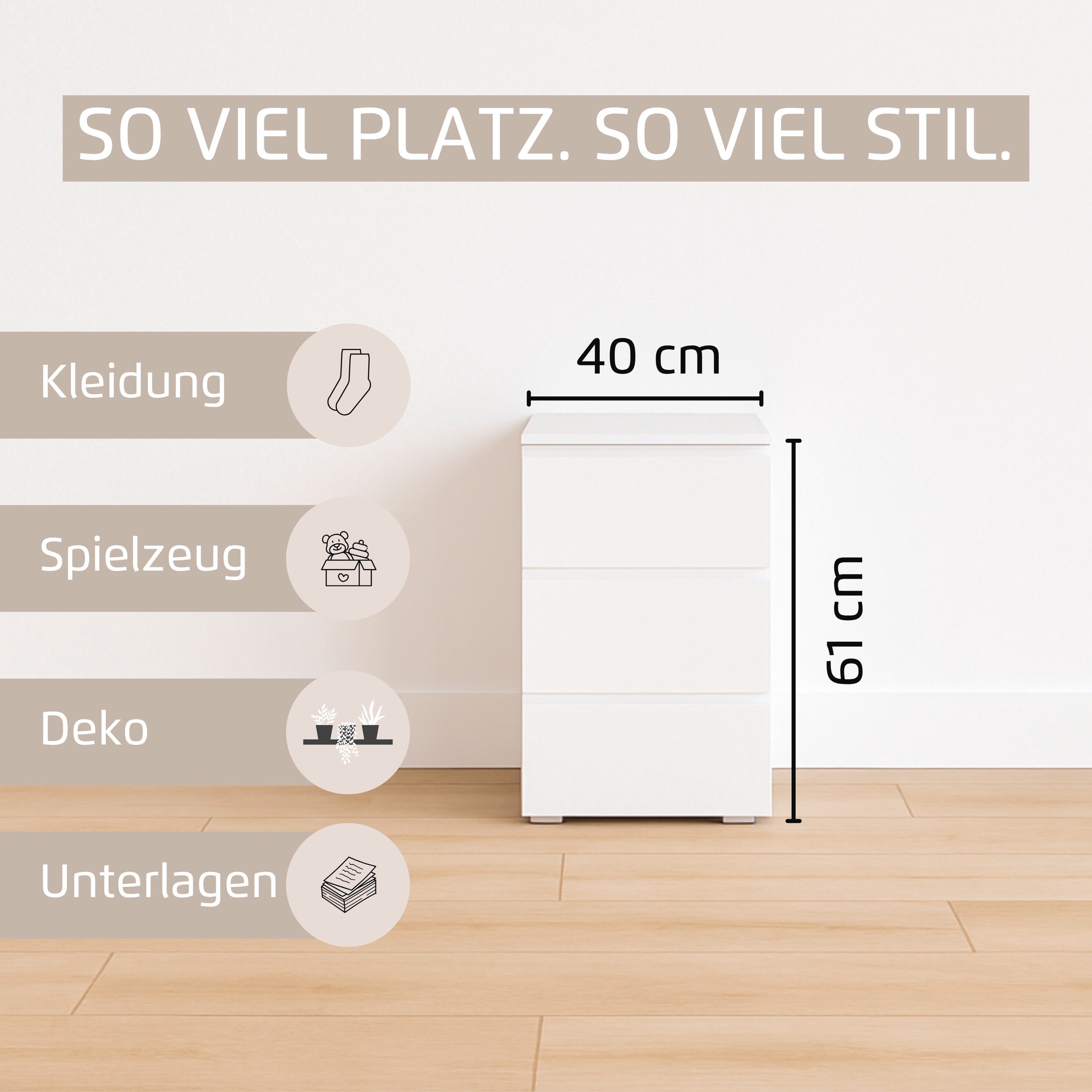 rauch Nachtkommode »Joel« Breite 40 cm,  drei praktische und geräumige Schubladen MADE IN GERMANY