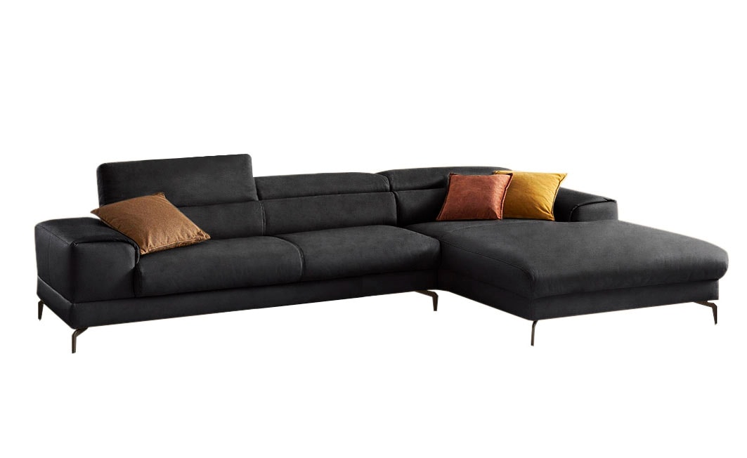 W.SCHILLIG Ecksofa »piedroo, Designsofa mit tollem Sitzkomfort, bequem und elegant, L-Form«, Kopfteilverstellung, wahlweise mit Sitztiefenverstellung, Breite 343cm