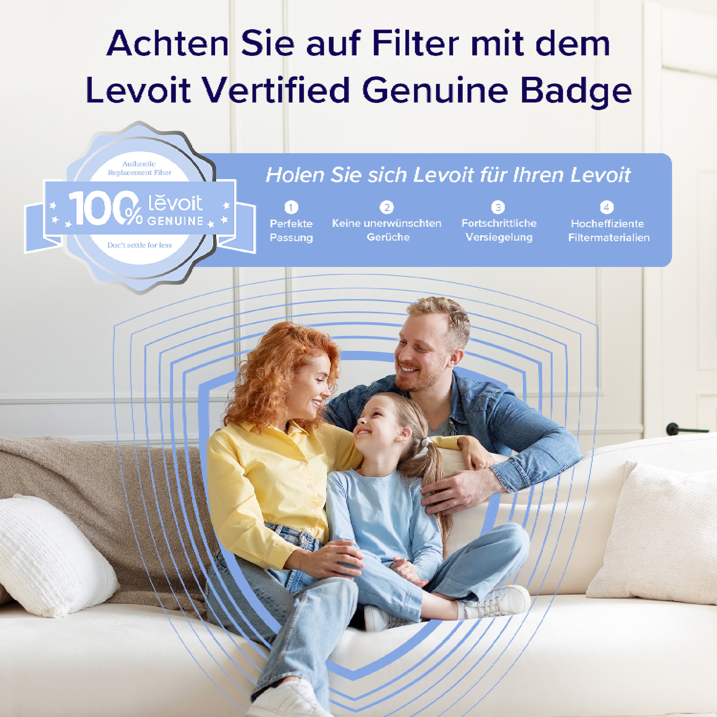 Levoit HEPA-Filter 3-Stufen-Filter zur Toxinabsorption, für Raucher und Allergiker