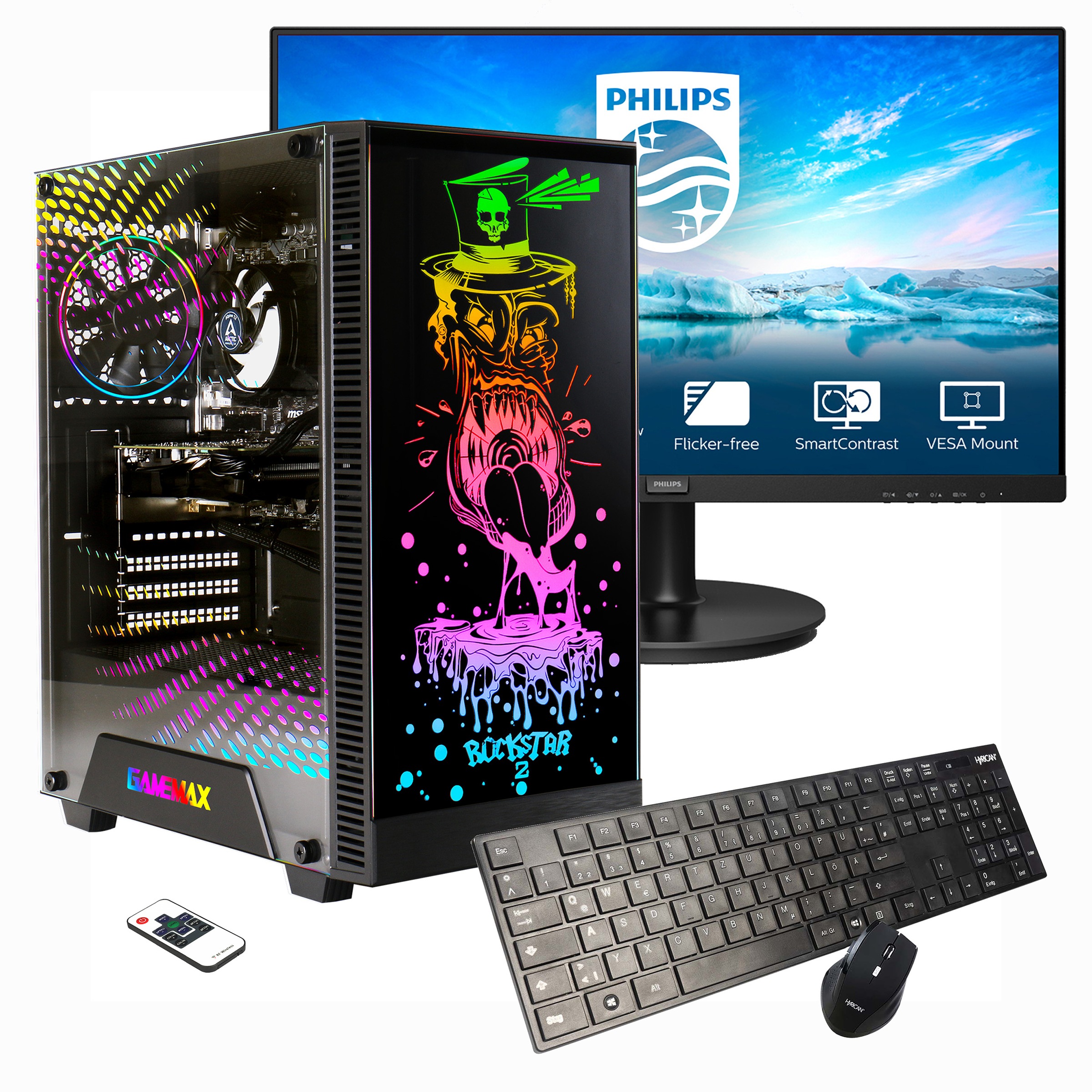Hyrican PC-Komplettsystem »Multimedia Rockstar SET02169«, Windows 11, inklusive 27" Monitor Philips 271V8LA