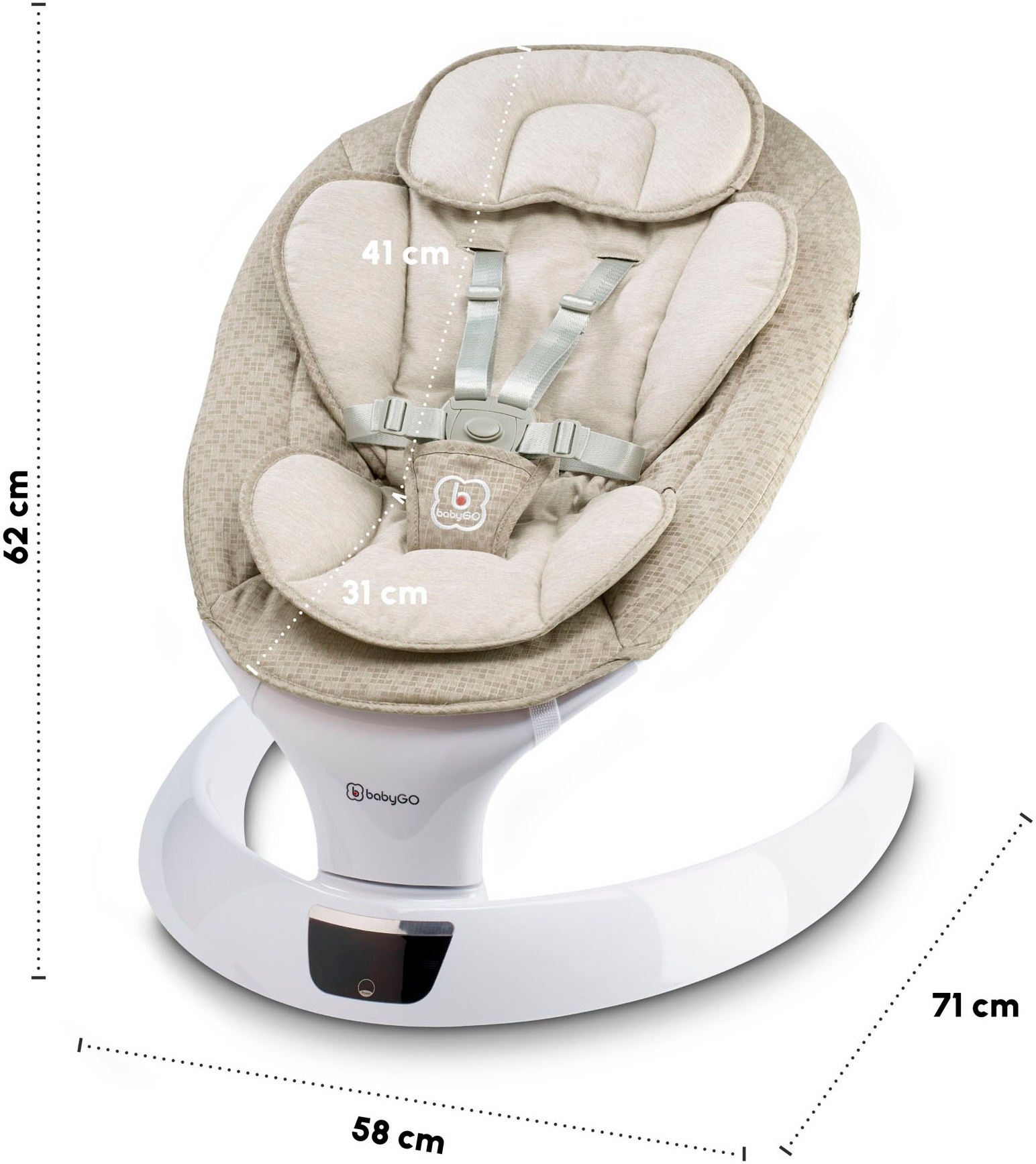 BabyGo Babywippe »Swing«, bis 9 kg, mit Fernbedienung, Musik, Schaukelfunktion