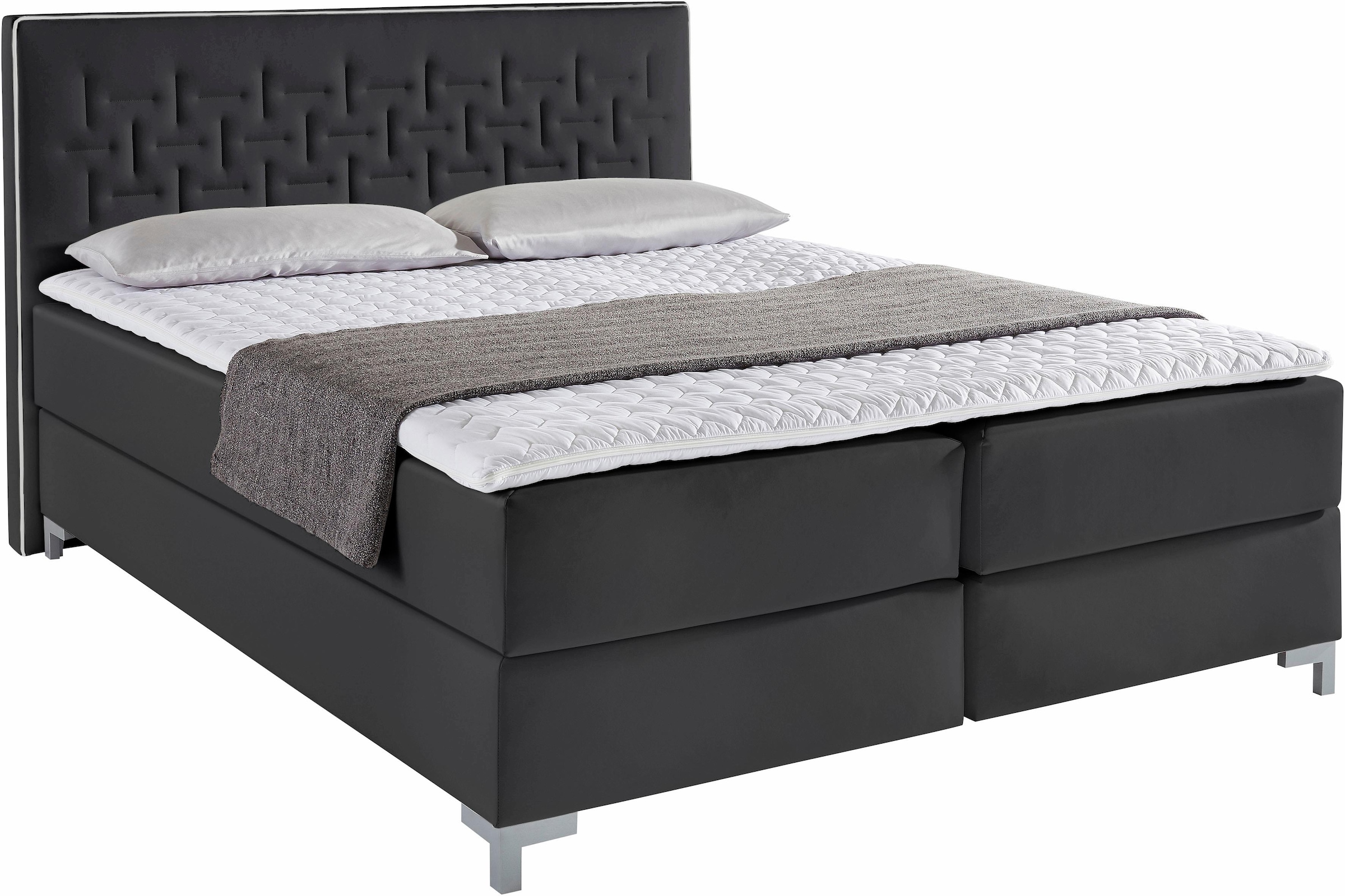 INOSIGN Boxspringbett »Coos«, mit besonderer Steppung im Kopfteil, 3 Matrat günstig online kaufen