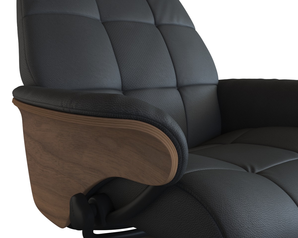 FLEXLUX Relaxsessel »Skagen, Funktionssessel, Premium-Komfort, Armlehnen, Drehbar, Scandi«, Verstellbare Rücken- und Kopfstütze, Schwarzer fuß, Holzoptik Gestell