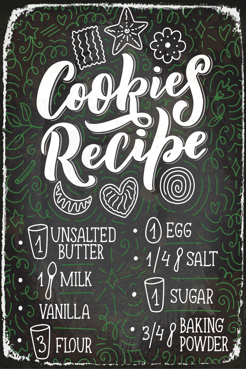 queence Metallbild »Cookies Recipe«, Schriftzüge-Schriftzug-Weihnachten, (1 St.), Stahlschilder
