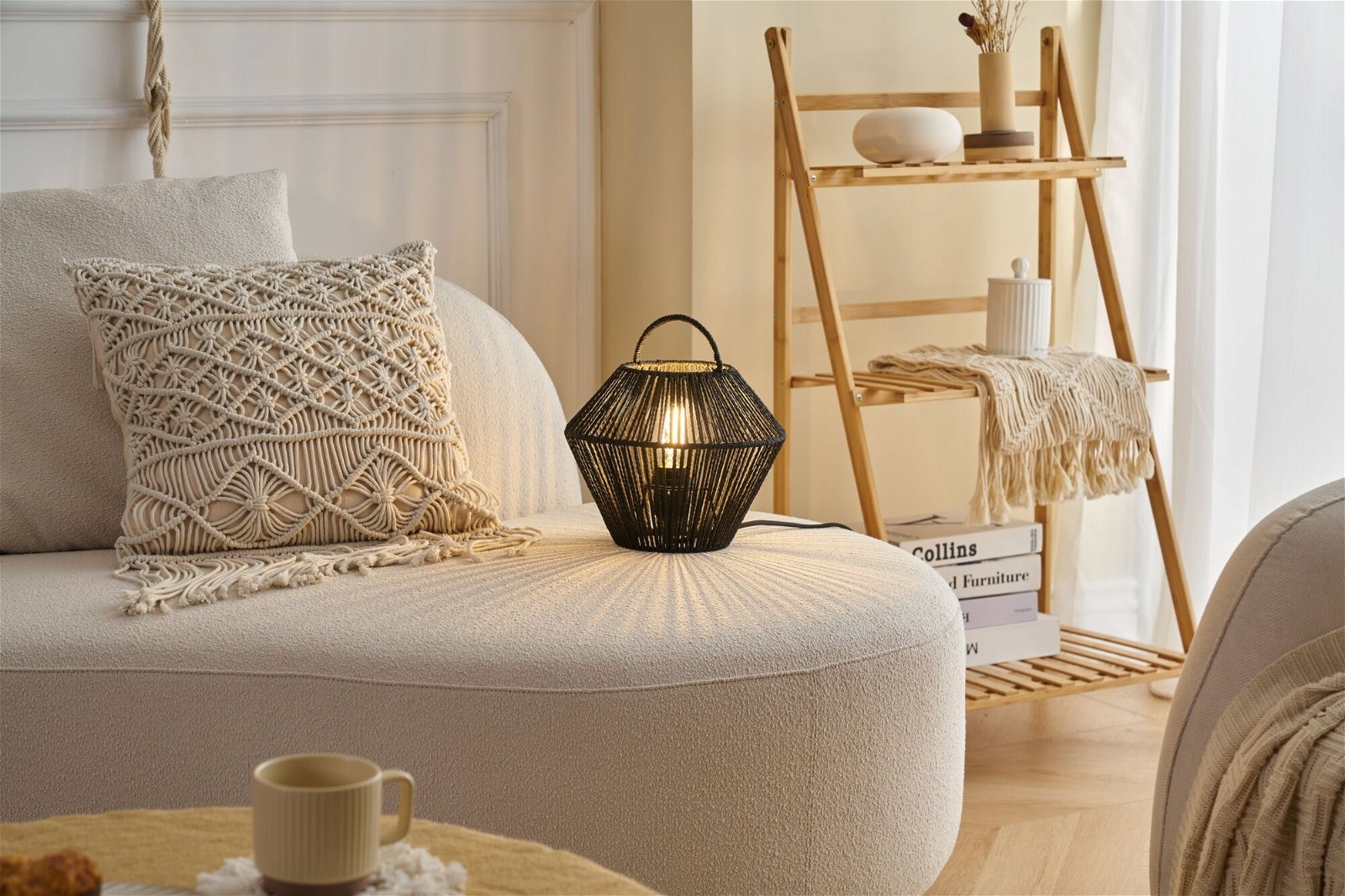 Pauleen Tischleuchte »Boho Shine max20W Schwarz 230V Metall/Rattan«, 1 flam günstig online kaufen
