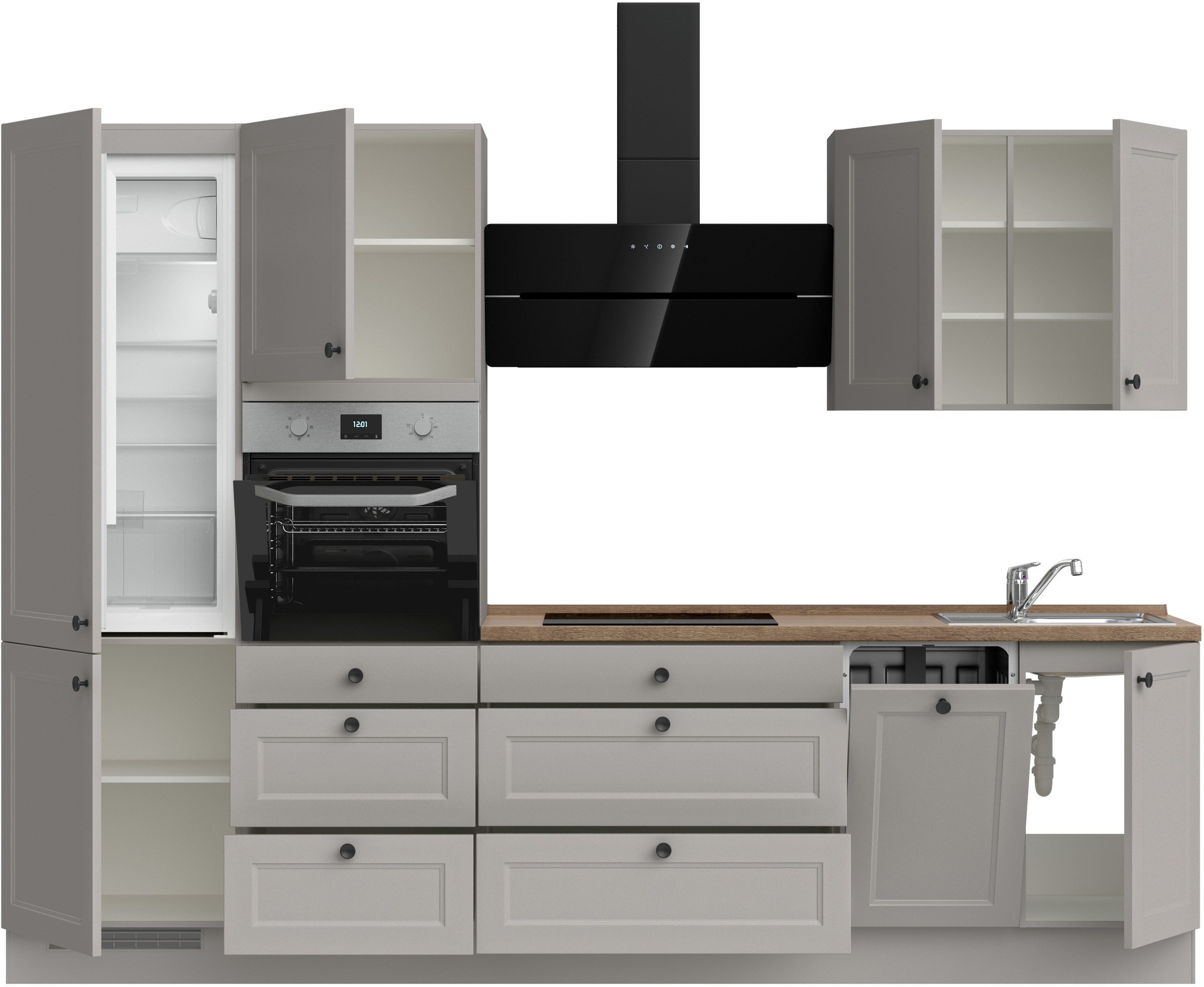 nobilia® Küchenzeile »"Cascada II"« vormontiert, Breite 300 cm, Ausrichtung wählbar, wahlw. mit E-Geräten