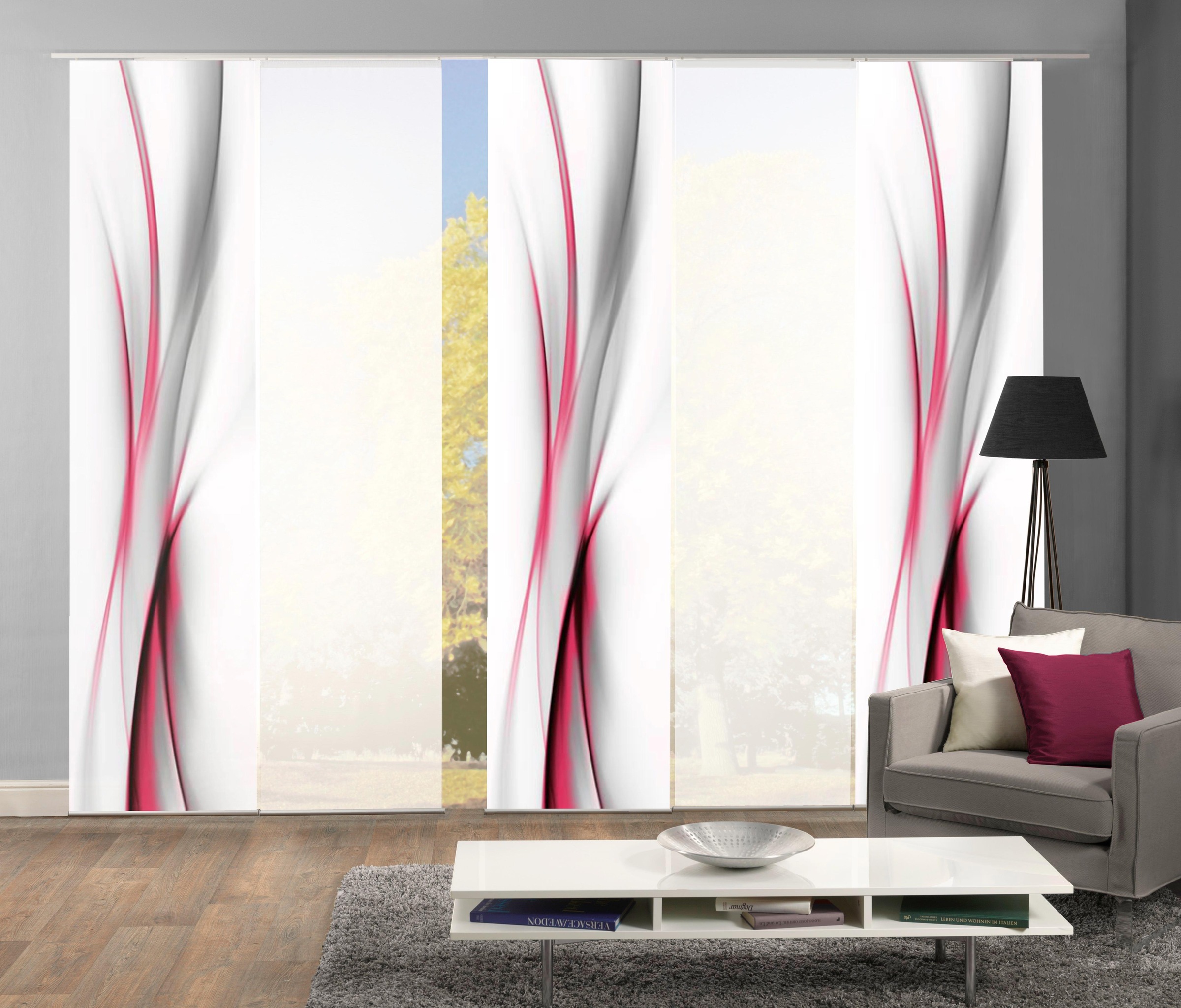 HOME WOHNIDEEN Schiebegardine »UFA« Klettband 5 Stk. tlg. HxB: 245x60, inkl günstig online kaufen