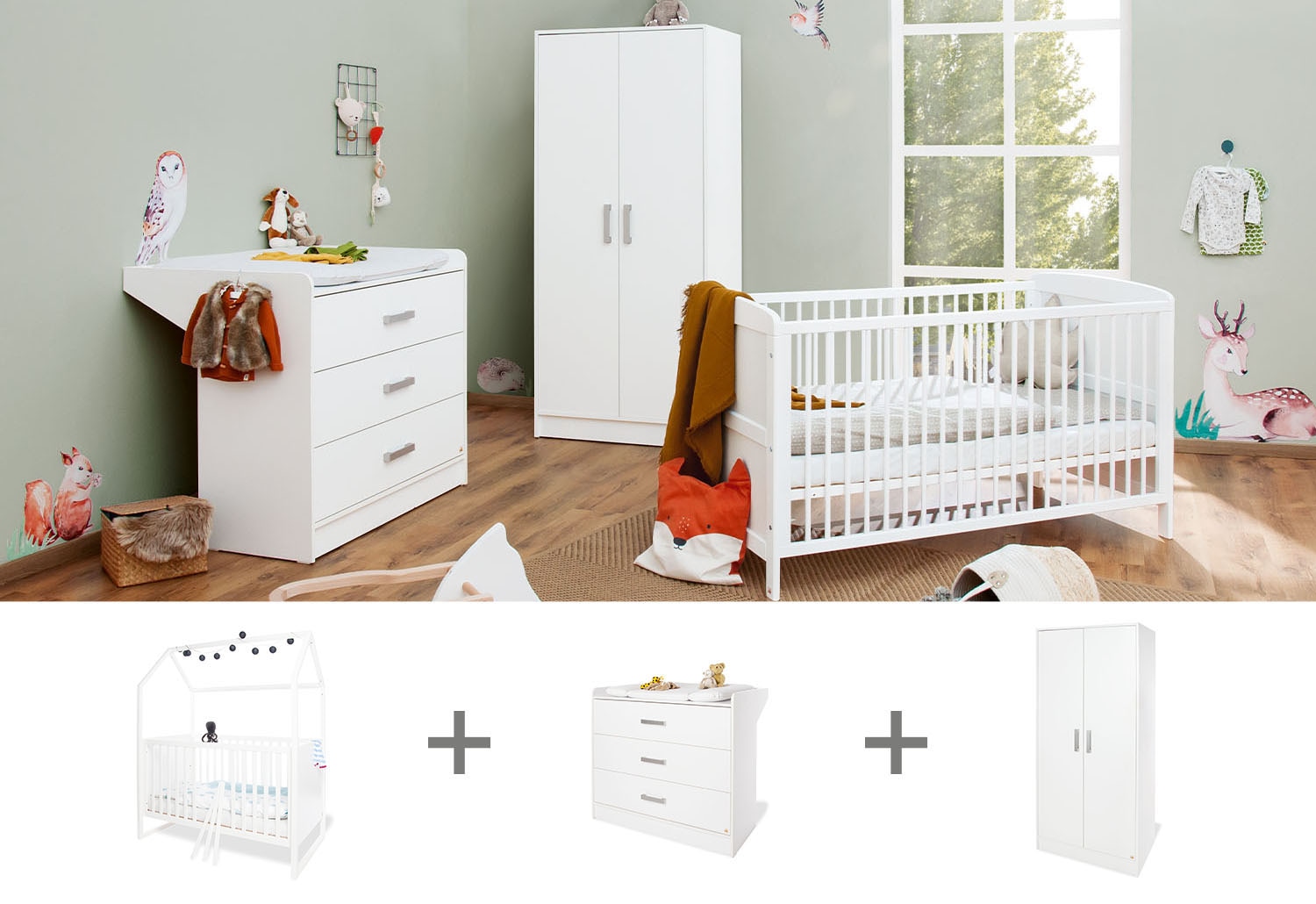 Pinolino® Babyzimmer-Komplettset »Hilda & Viktoria«, (Spar-Set, 3 tlg., Hau günstig online kaufen