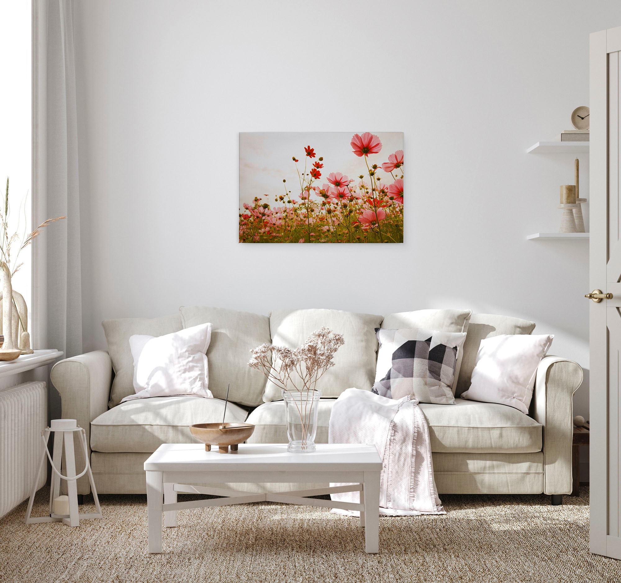A.S. Création Leinwandbild »Flower Meadow«, Kunst-Blumen-Kinder, (1 St.), Mohnblume Keilrahmen Blumenwiese Leinwand-Bild Wohnzimmer modern Wand