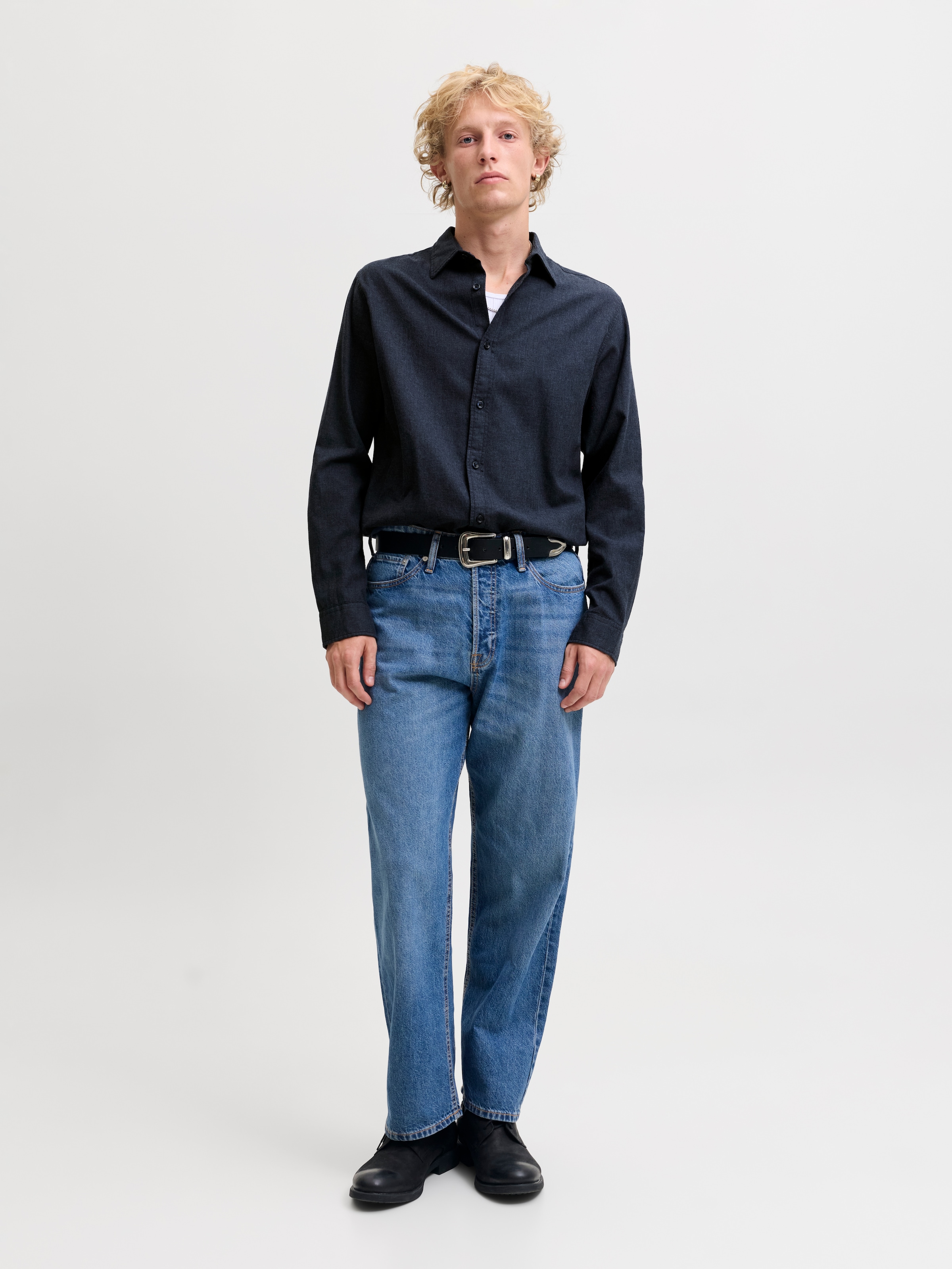 Jack & Jones Langarmhemd »JJEFIELD MELANGE SHIRT LS SN« Baumwolle, normal geschnitten