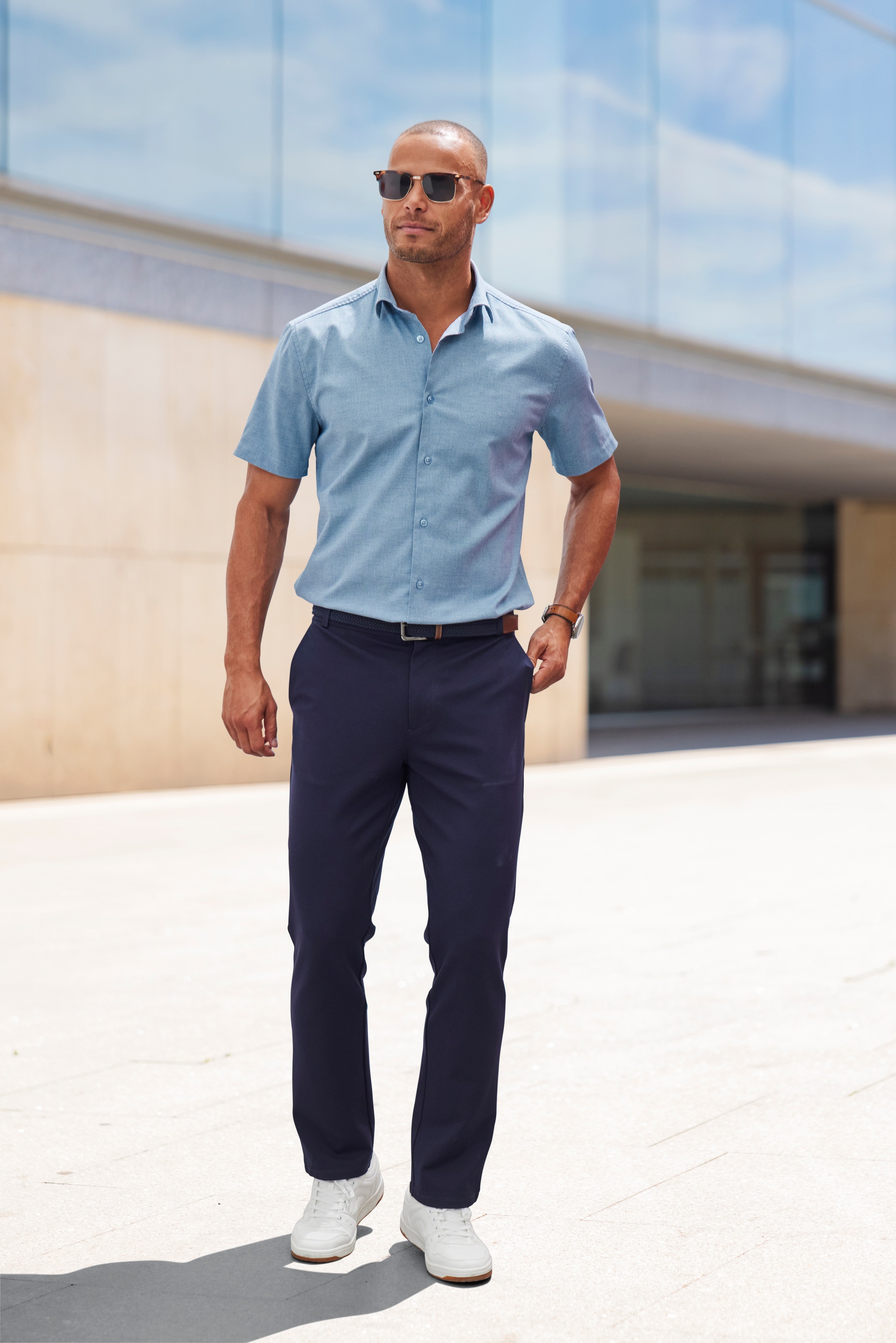 H.I.S Kurzarmhemd »Regular-fit«, elastisches Jaquard-Kurzarmhemd