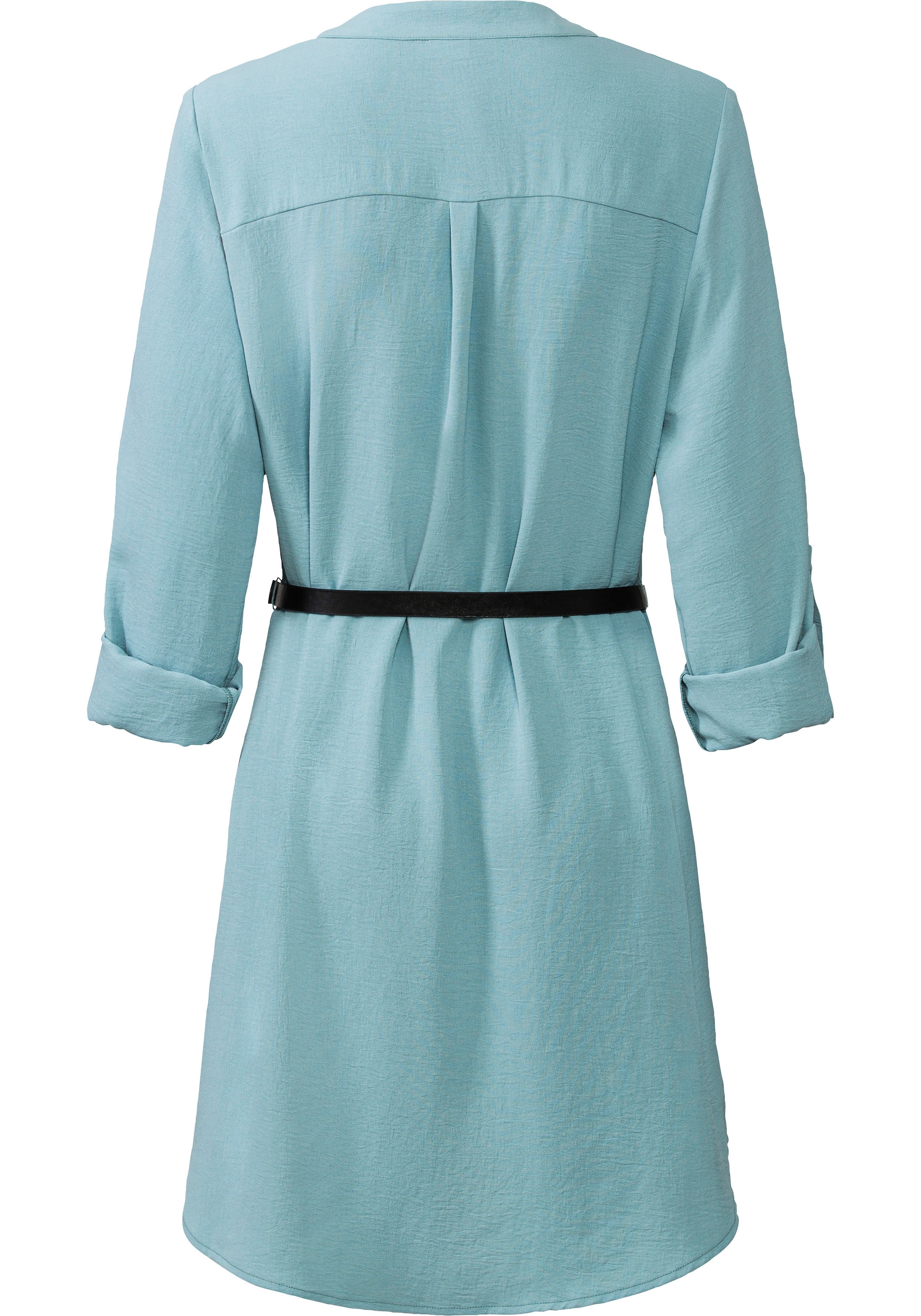 LASCANA Longbluse, (mit Gürtel in Lederoptik), aus gekreppter Ware, Blusenkleid, elegant