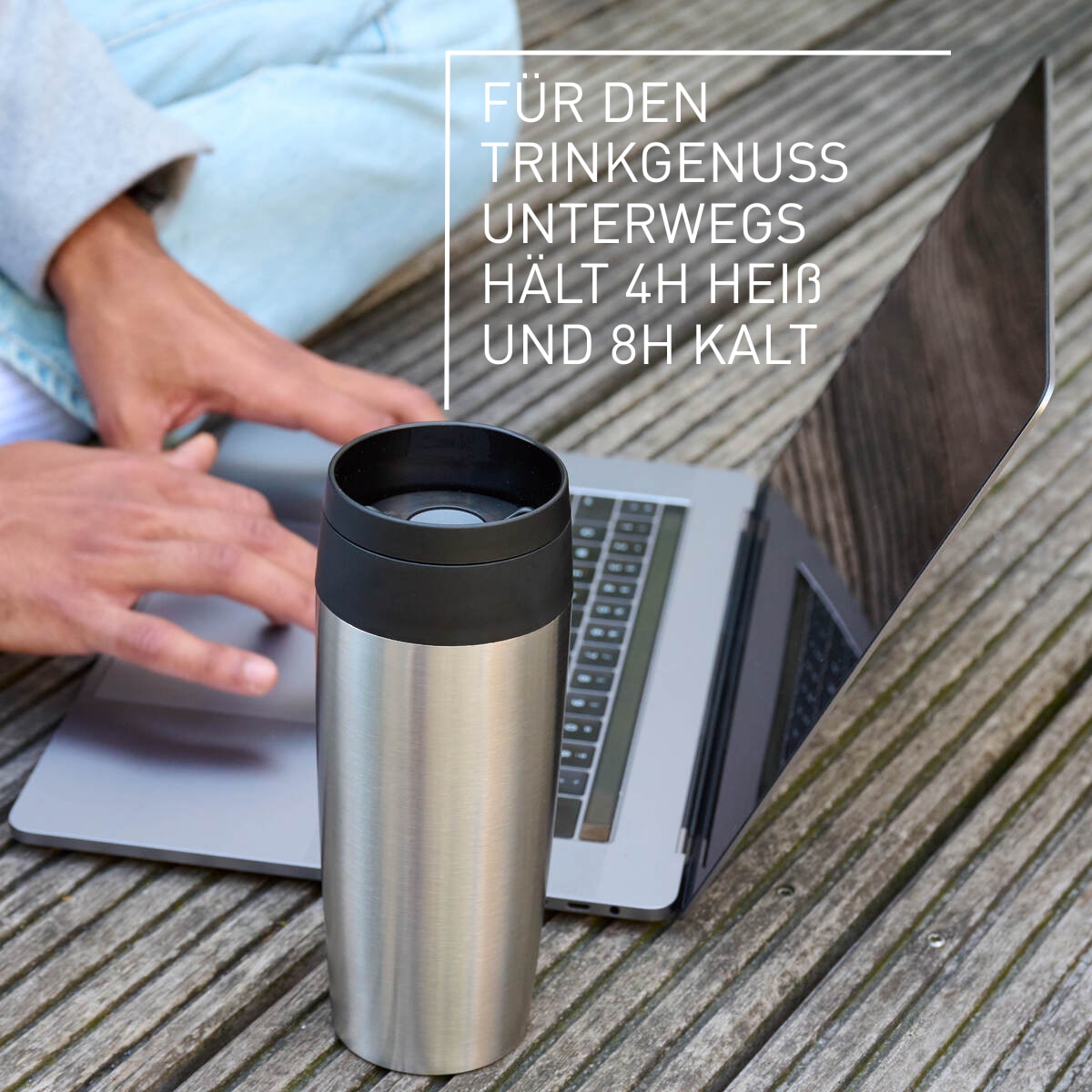 Emsa Thermobecher »Travel Mug Classic, mit 360°-Trinköffnung, auslaufsicher, rutschfest« 4h heiß, 8h kalt - 360 ml / 6h heiß, 12h kalt - 500 ml, 100% dicht