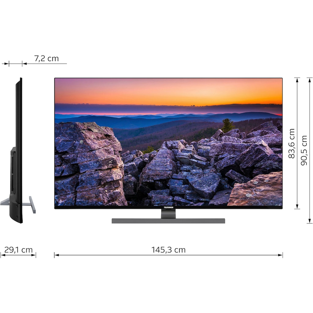 Telefunken LED-Fernseher »D65V900M4CWH«, 164 cm/65 Zoll, 4K Ultra HD, Smart-TV, 9.0, HDR10, Dolby Vision, 36 Monaten Herstellerlangzeitgarantie
