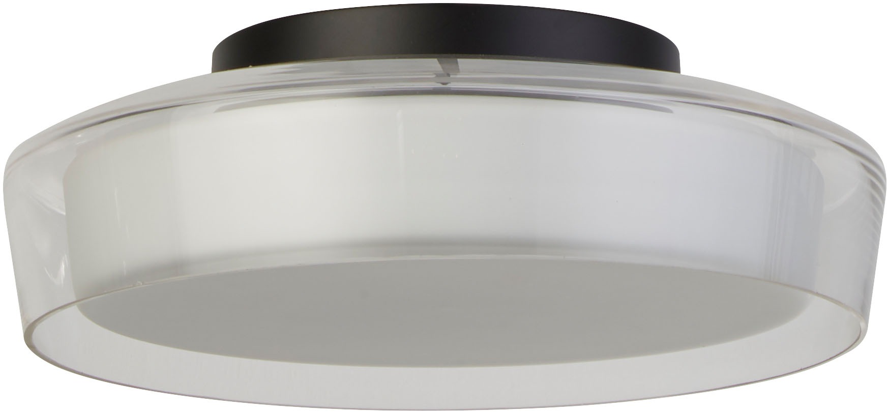 Searchlight Deckenleuchte »Puck Flush  - Black Metal, Clear & Opal Glass« LED-Modul 1 Stk. Warmweiß