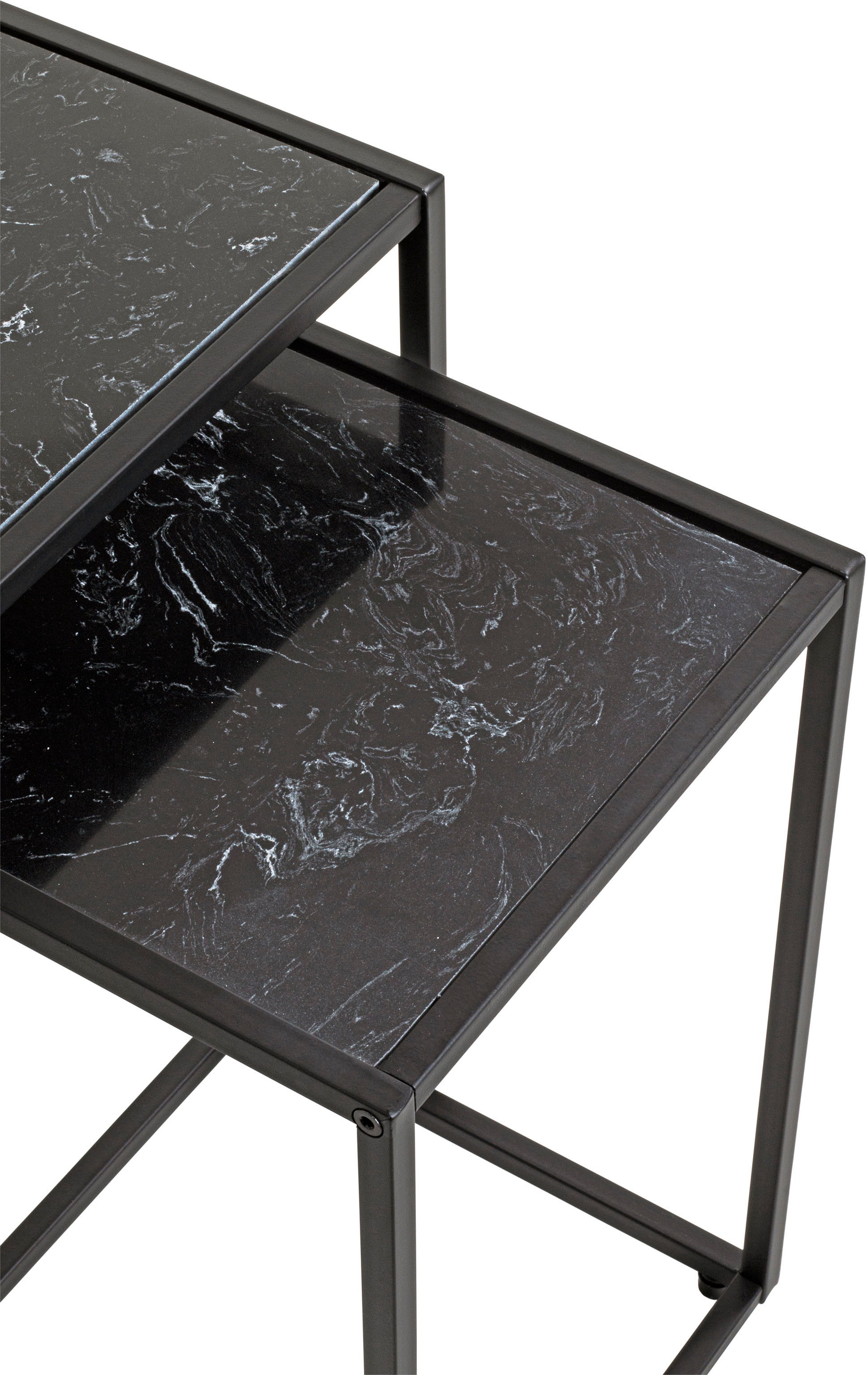 HAKU Beistelltisch »Sofatisch, Wohnzimmertisch« Set, 2er Set, 2 Stk. tlg. quadratisch - aus Kunstmarmor Schwarz B/T/H 28/28/43 und 33/33/50 cm