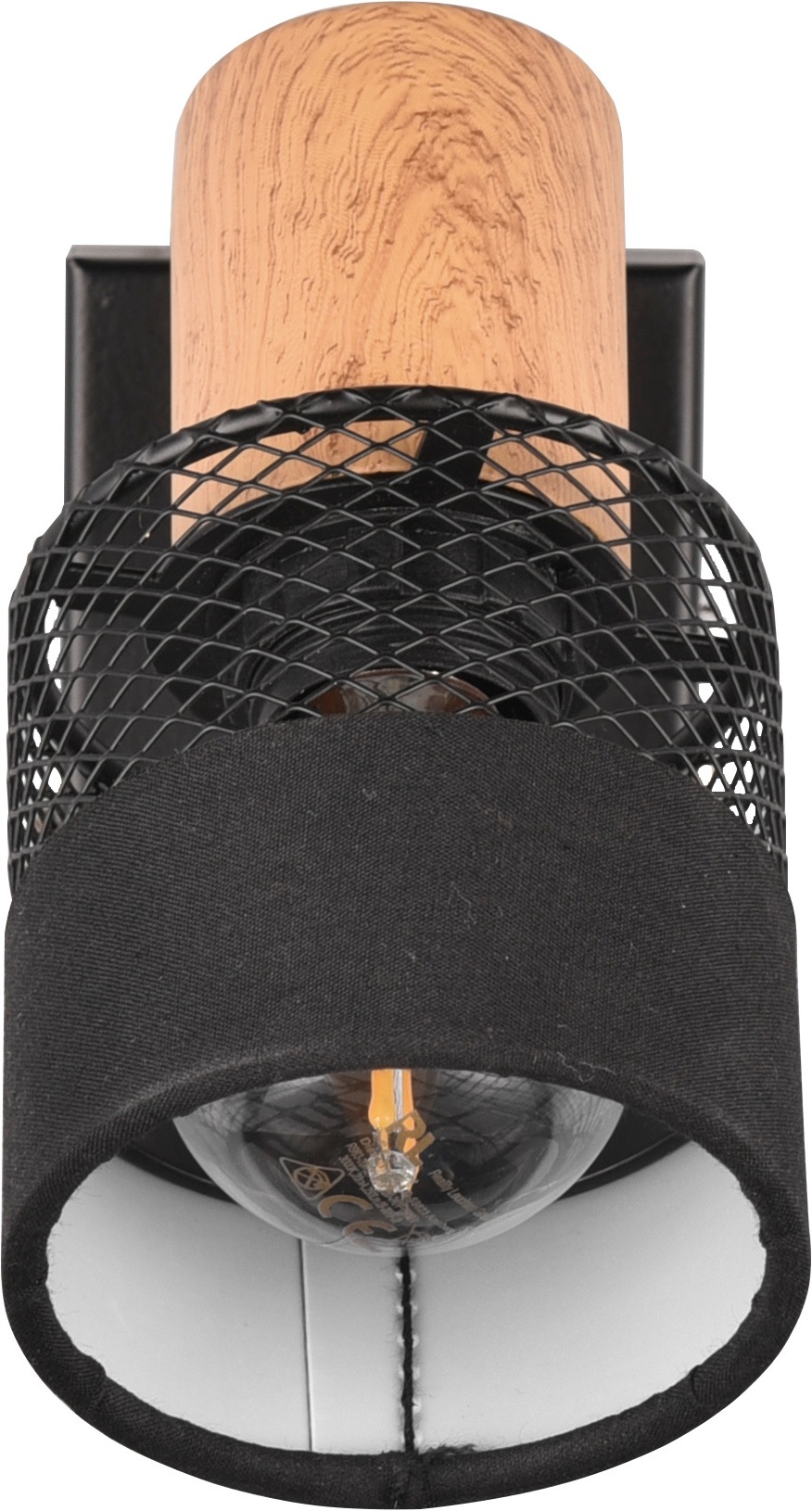 TRIO Leuchten Wandstrahler »NANDINI, Spot 1-flammig exkl 1x E14 max 10W, flexibel drehbarer Spot« E14 1 Stk. warmweiß - kaltweiß Wandspot mit Schirm aus Holz, Stoff und Metall, Ø7cm Schirm