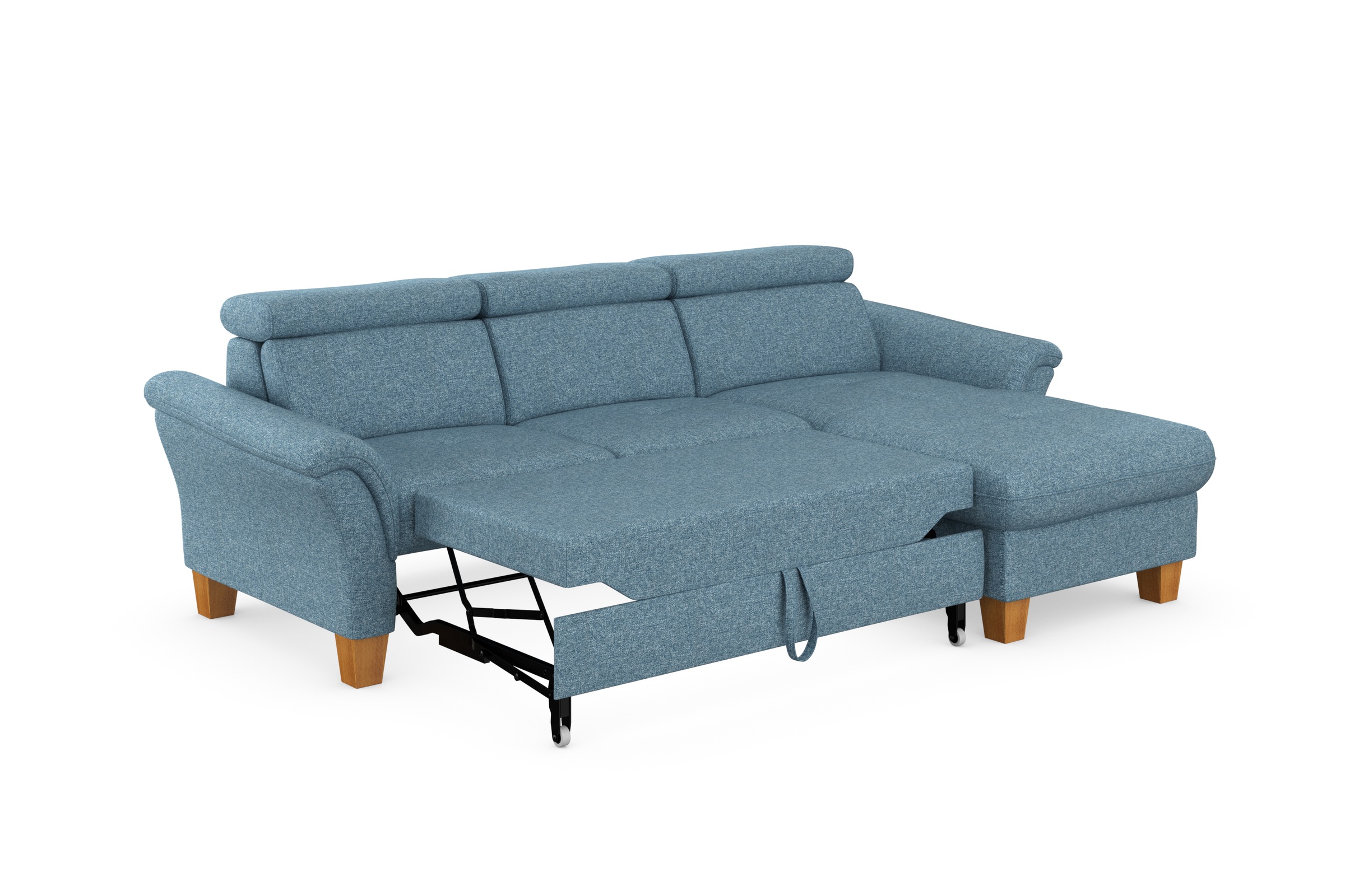 Home affaire Ecksofa »Lindgren L-Form«, wahlweise mit Bett mit klappbaren Rollen, Kasten und Kopfverstellung