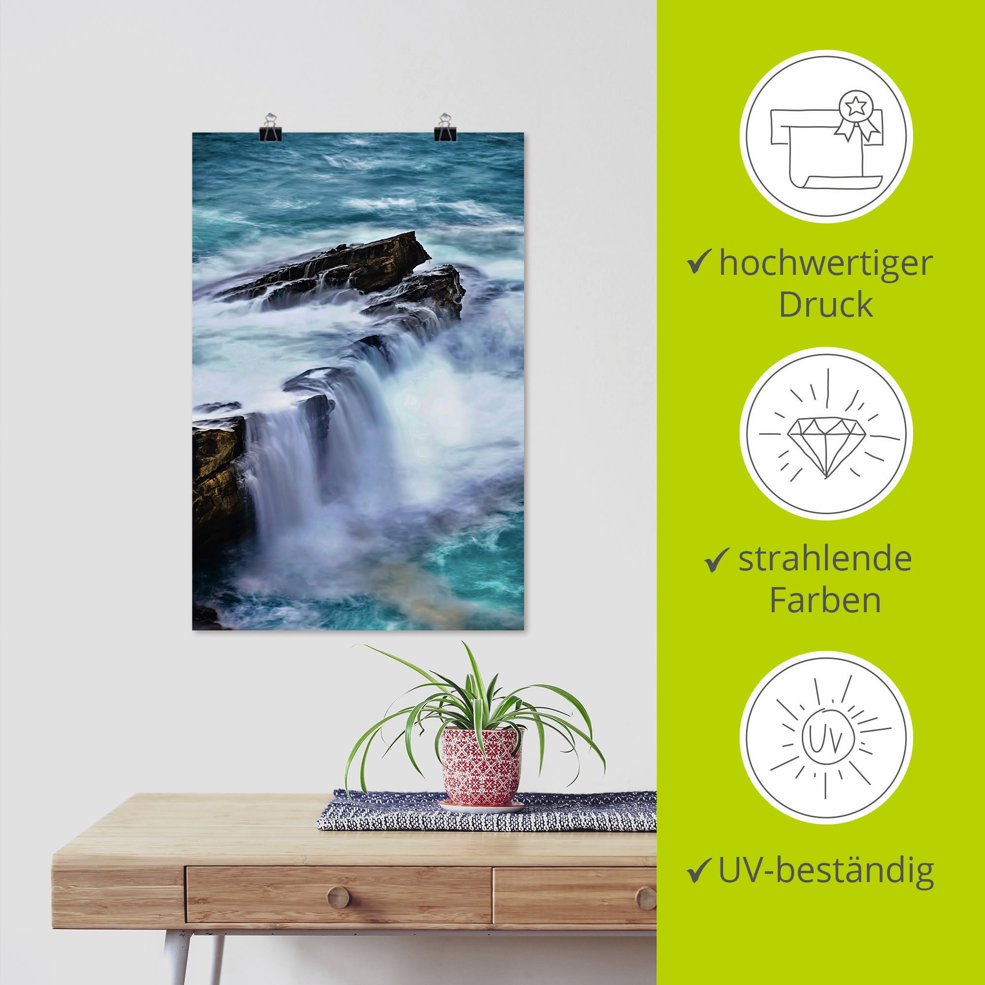 Artland Poster »Atlantikbrandung in Nordspanien«, Küste, (1 St.), als Alubild, Leinwandbild, Wandaufkleber oder Poster in versch. Größen