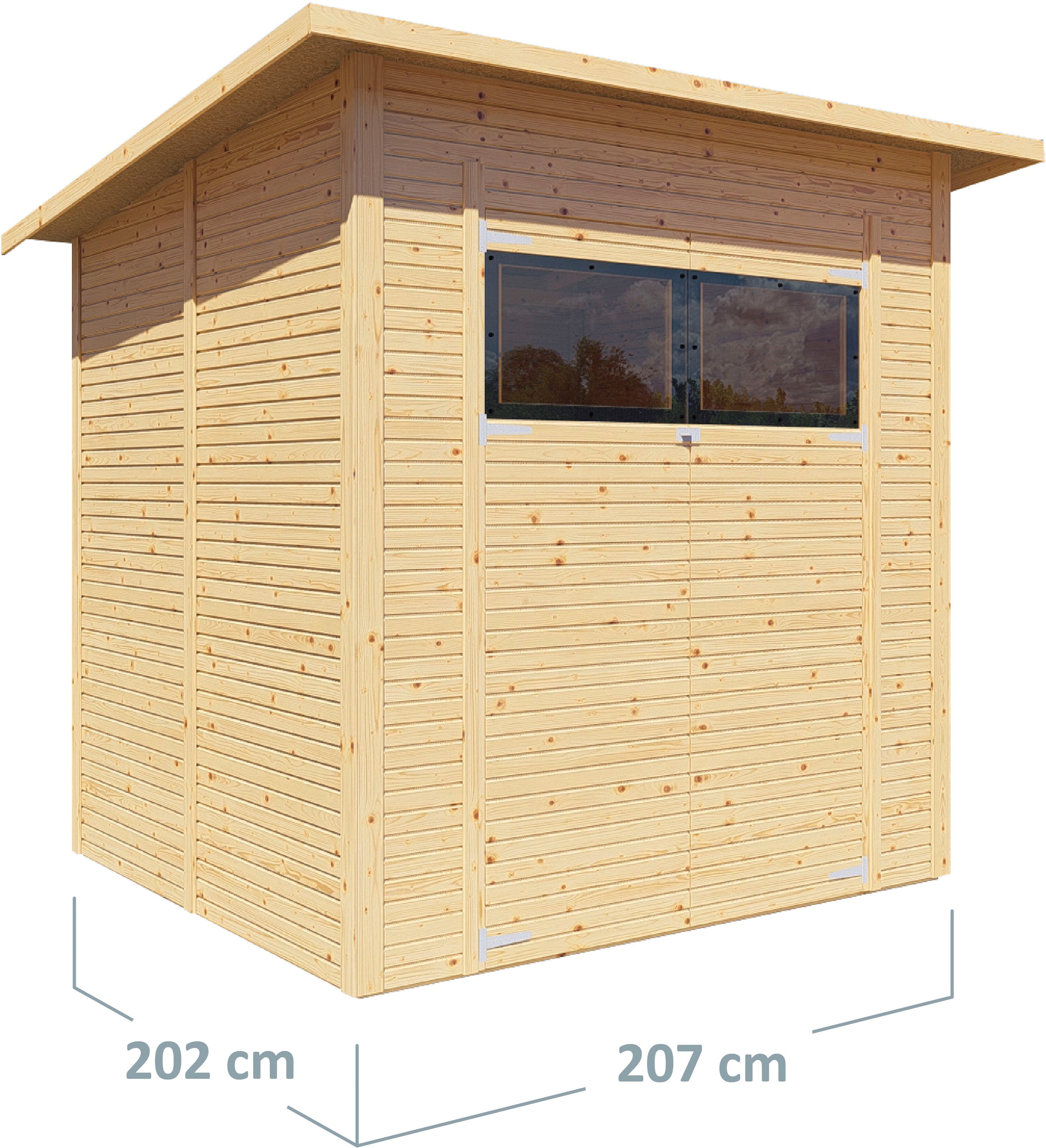 BERTILO Gartenhaus »Pent Modern 3, in verschiedenen Farben«, mit hohen Seitenwänden und einer 1,88 m hohen Doppeltür