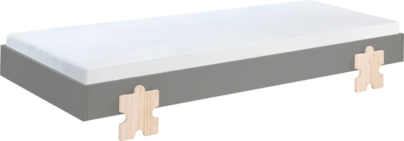 Vipack Kinderbett »Modulo, stapelbares Einzelbett, inkl. Rolllattenrost, 2 Farben« B/H/T ca. 203,6x93,8x48cm, Fuß Puzzle massiv, Bettseiten MDF lackiert,  Liegefläche 90/200 cm, einzeln oder als 2-er Set erhältlich