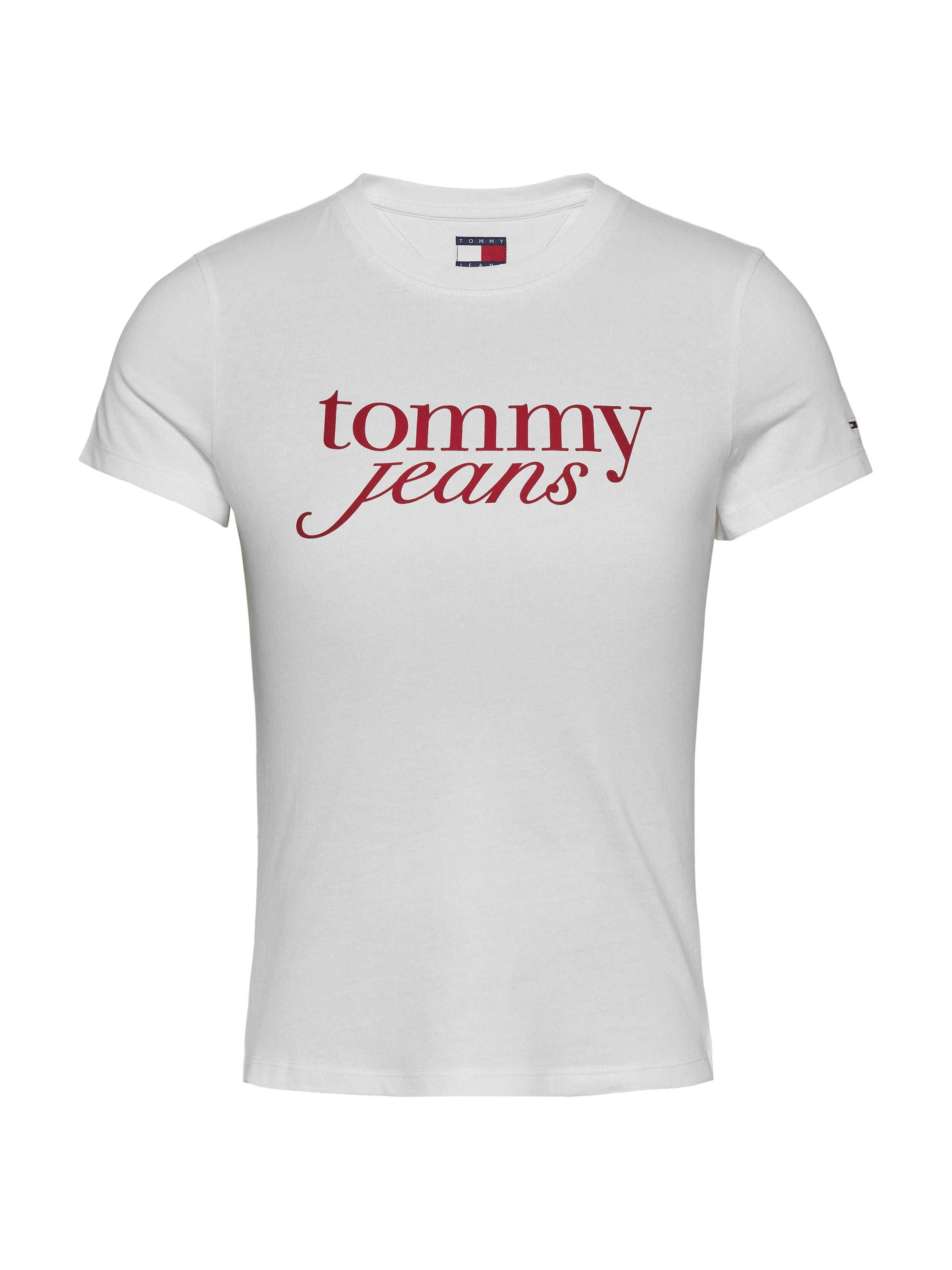 Tommy Jeans Curve Rundhalsshirt »Shirt TJW SLIM ESSENTIAL«, in Großen Größen, Logo-Print auf Brusthöhe, mit Logostickerei