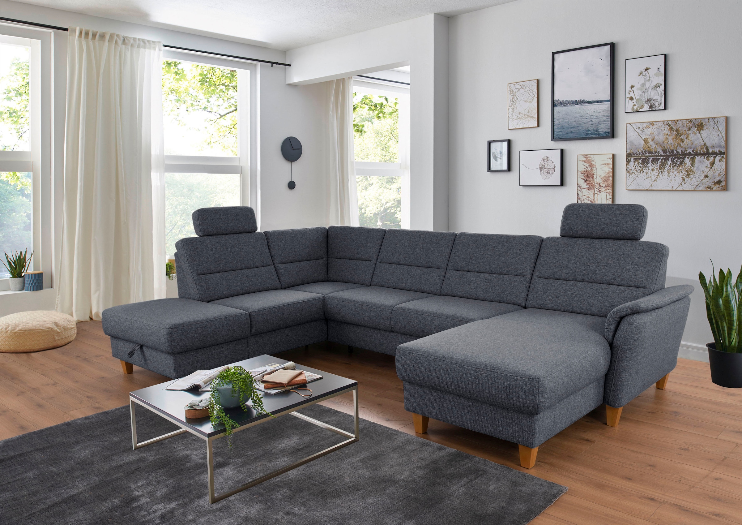 Home affaire Wohnlandschaft »Palmera U-Form, B: 308 cm« optional Bettfunkti günstig online kaufen