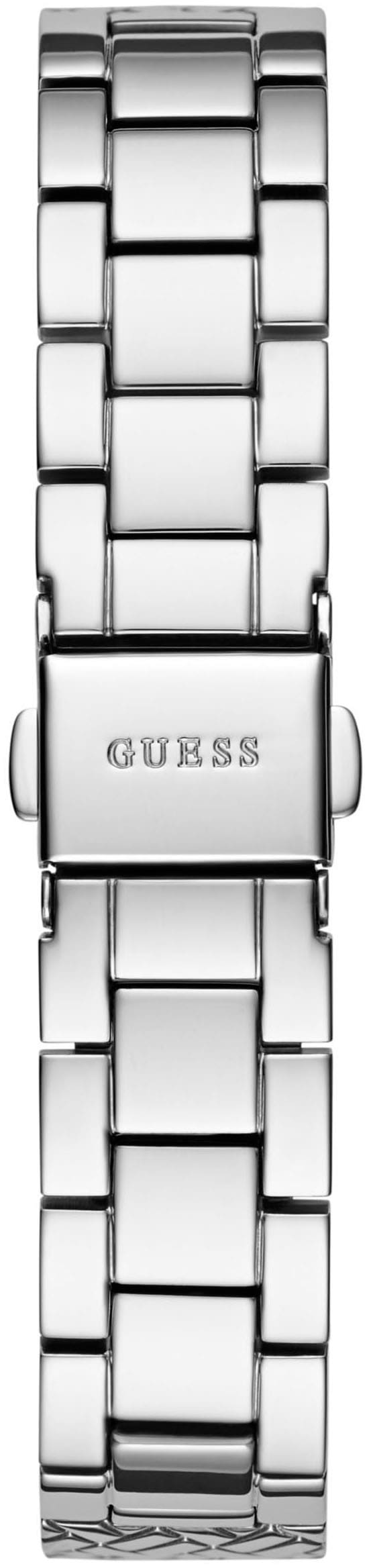 Guess Quarzuhr »ENCHANTMENT«, Armbanduhr, Damenuhr, Kristallsteine, Mineralglas, Edelstahlarmband