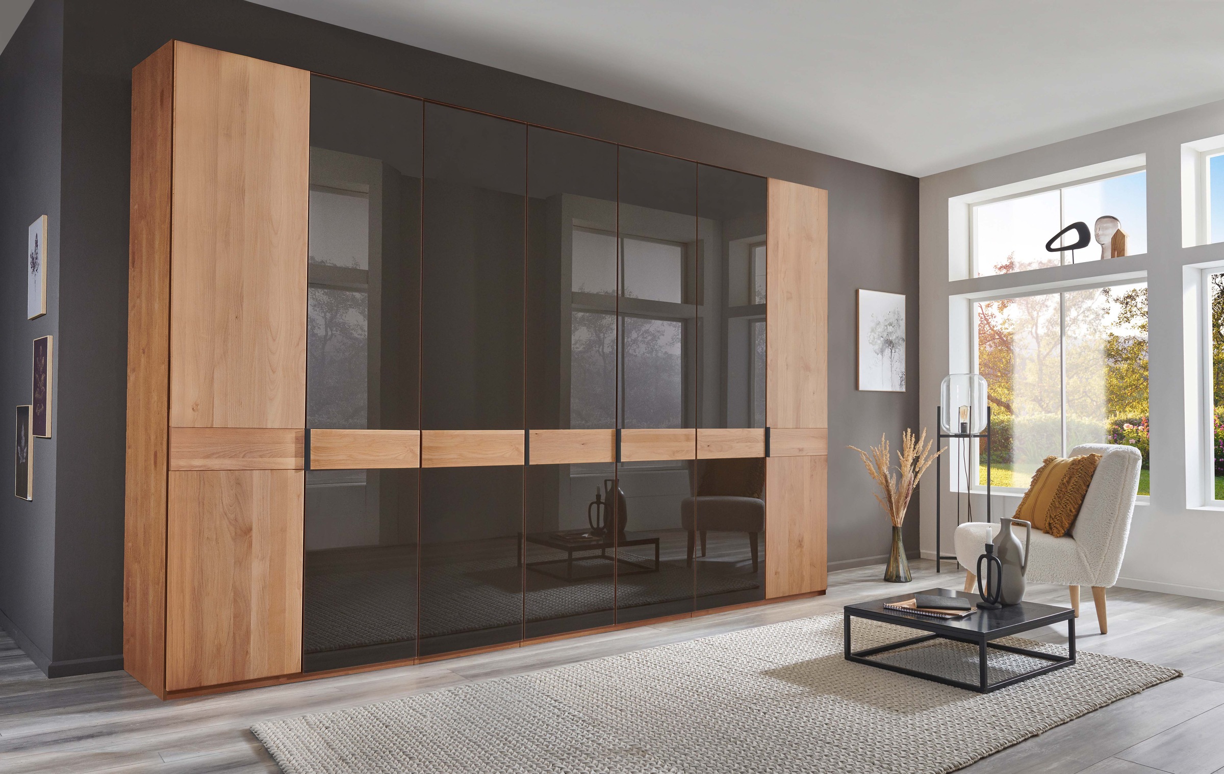 WIEMANN Kleiderschrank "Cardiff, Massivholztüren in Kombination mit Glas- o günstig online kaufen