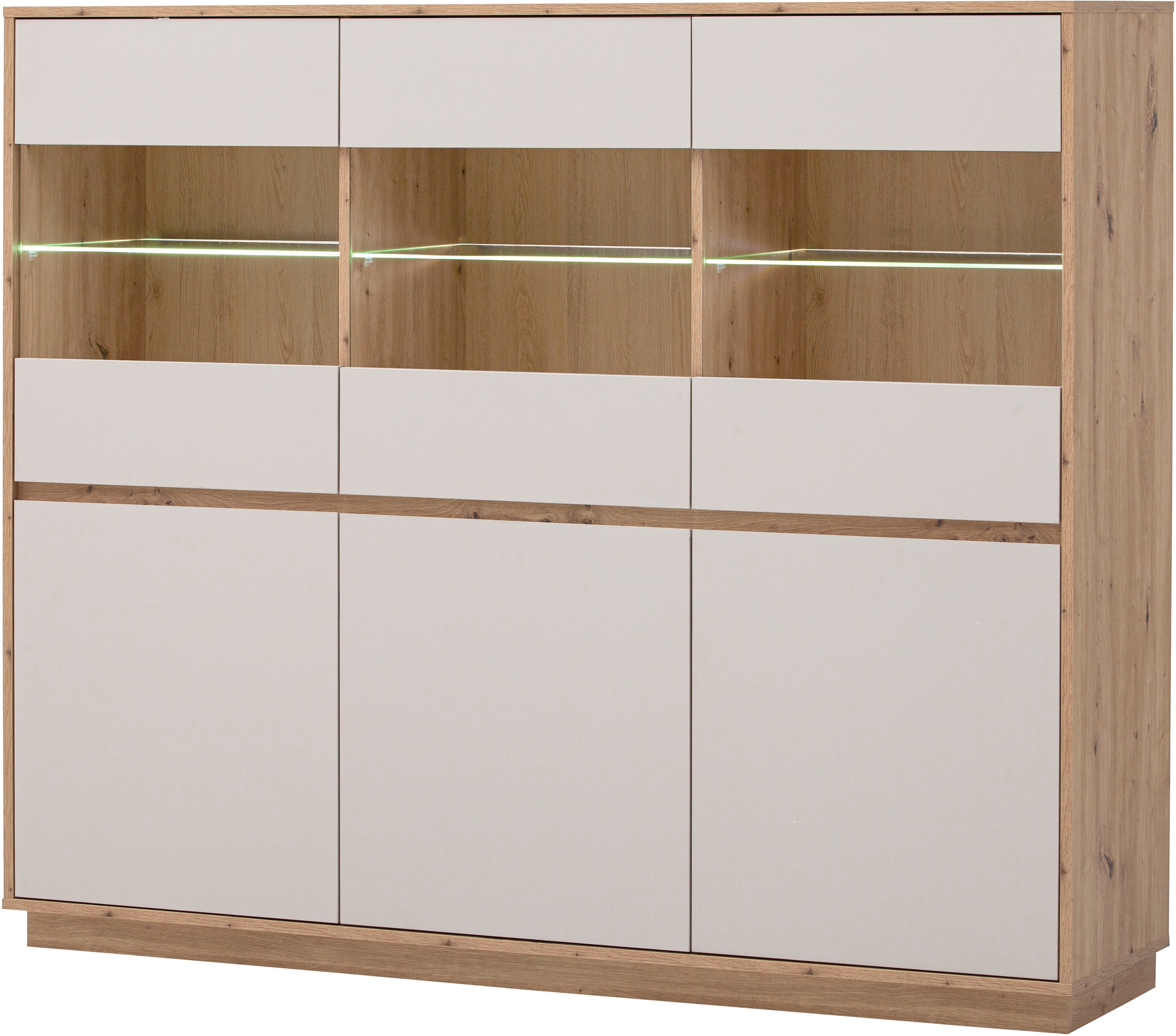 Home affaire Highboard »Sonora, moderner Schrank, Stauraumelement in Eiche Artisan, Kommode« filigrane Rahmenoptik, ausreichend Stauraum, vielseitig einsetzbar