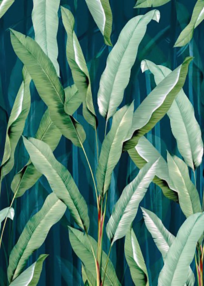 Art for the home Fototapete »Blätter«, botanisch, Blau/Grün - 280cmx200cm