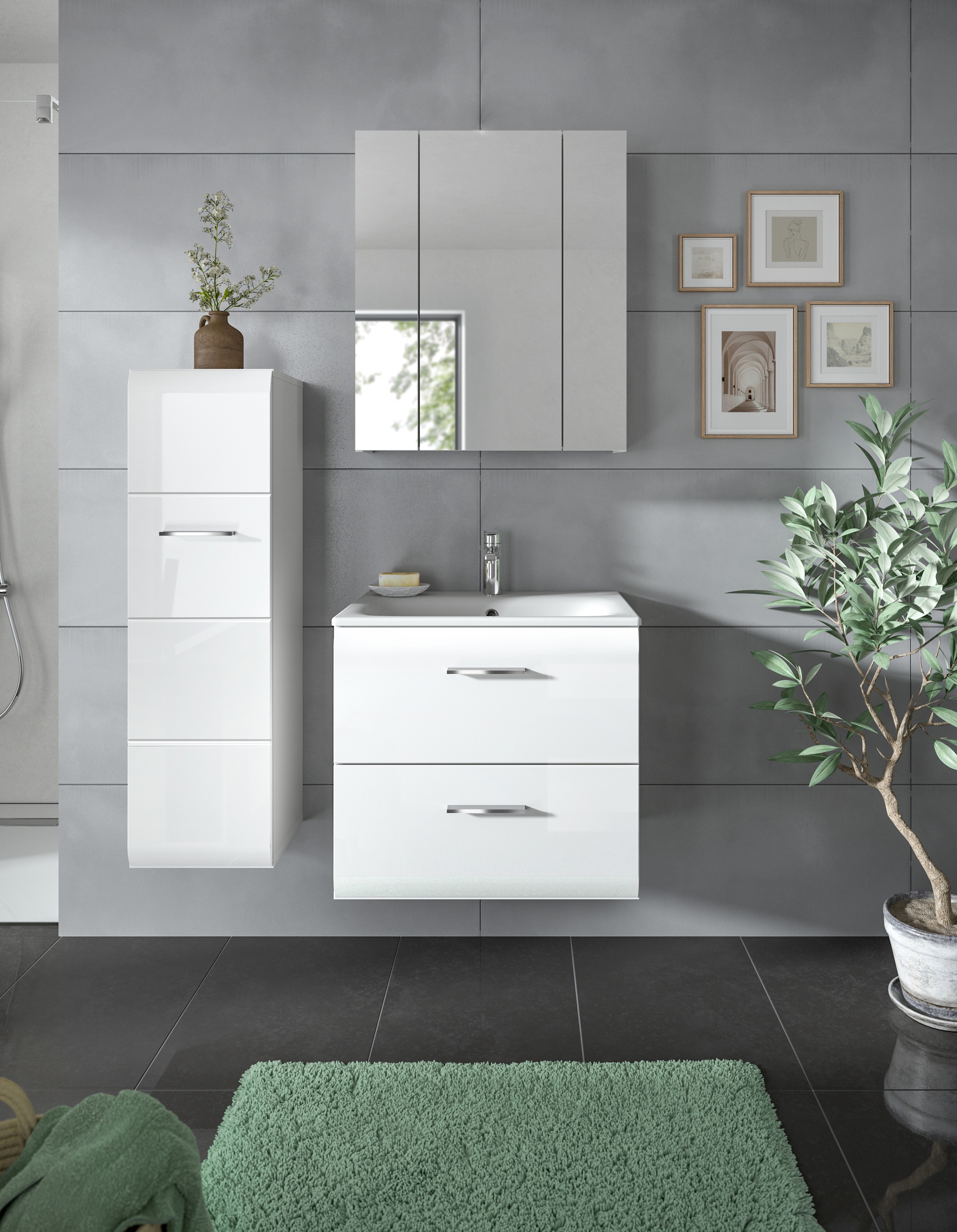 INOSIGN Badezimmer-Set Set, 4 Stk. tlg. Florenz, Badkombination 4-tlg.,Weiß günstig online kaufen