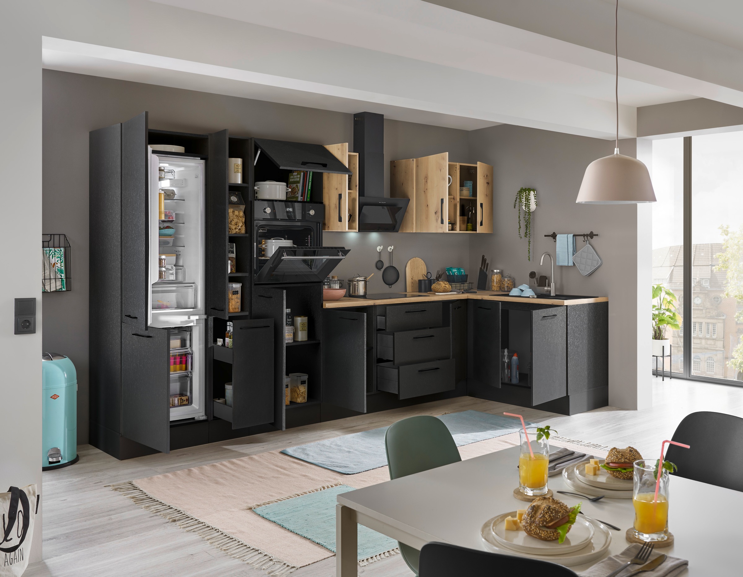 BASIC by Balculina Winkelküche »Turin«, Stellbreite 360x175 cm, wahlweise mit E-Geräten