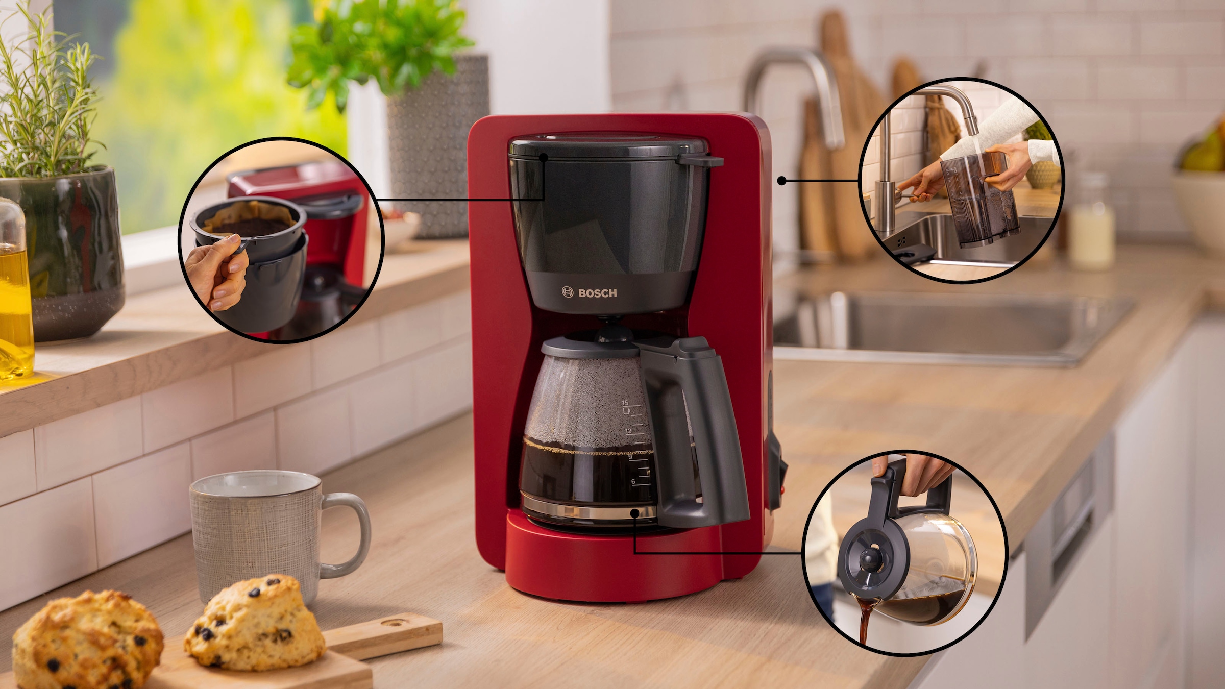 BOSCH Filterkaffeemaschine »MyMoment TKA2M114«, 1,25 l Kaffeekanne, Papierfilter, 1x4, für 10-15 Tassen, Glaskanne, 40min Warmhaltefunktion, 1200 W
