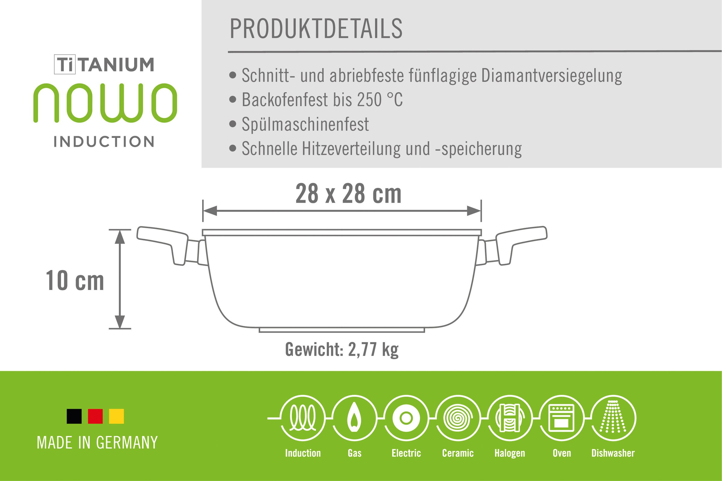 WOLL MADE IN GERMANY Bratpfanne »Nowo Titanium«, Aluminiumguss, 28x28 cm, Induktion, Made in Germany