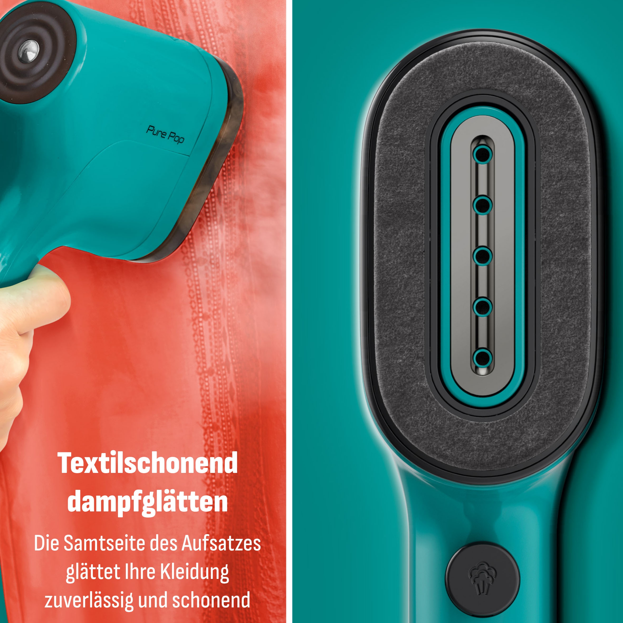 Tefal Dampfbürste »Pure Pop« 1300 W entfernt bis zu 99,99% der Viren/Bakterien/Keime