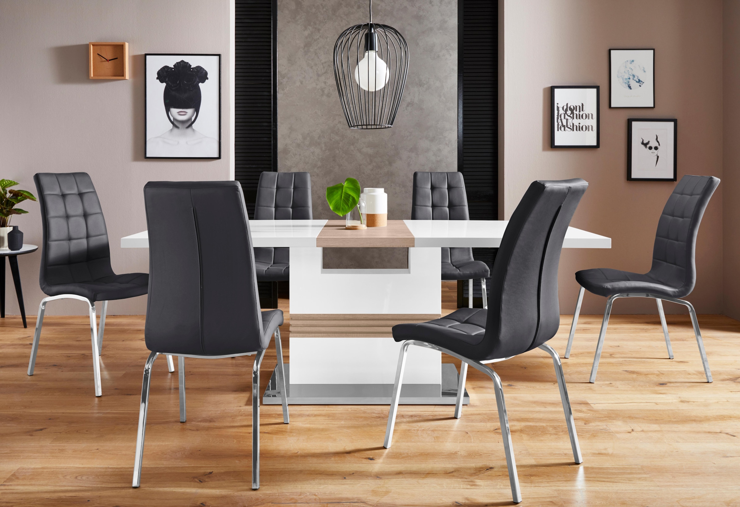 INOSIGN Essgruppe »Perez/Lila« Set, 5 Stk. tlg. mit 4 Stühlen, Tisch auszie günstig online kaufen