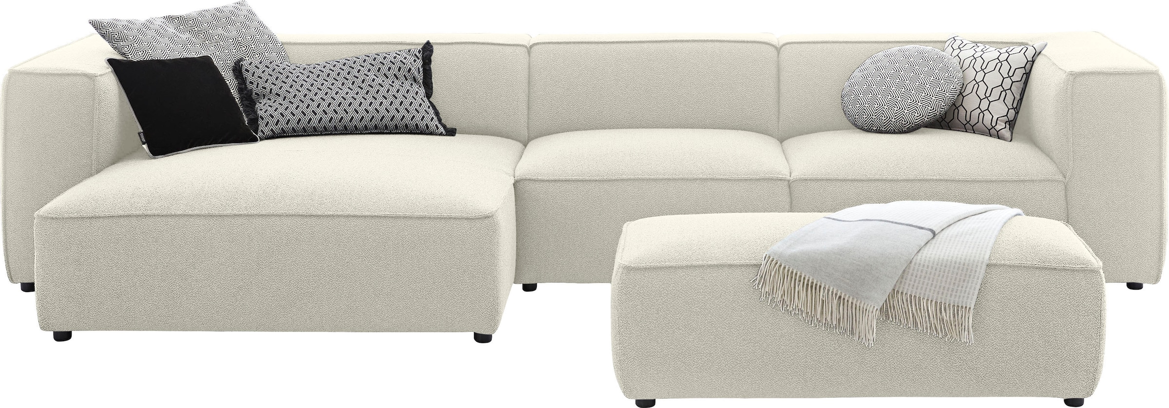 W.SCHILLIG Ecksofa »around-the-block«, mit eleganter Biese, mit Federkern, Breite 341 cm