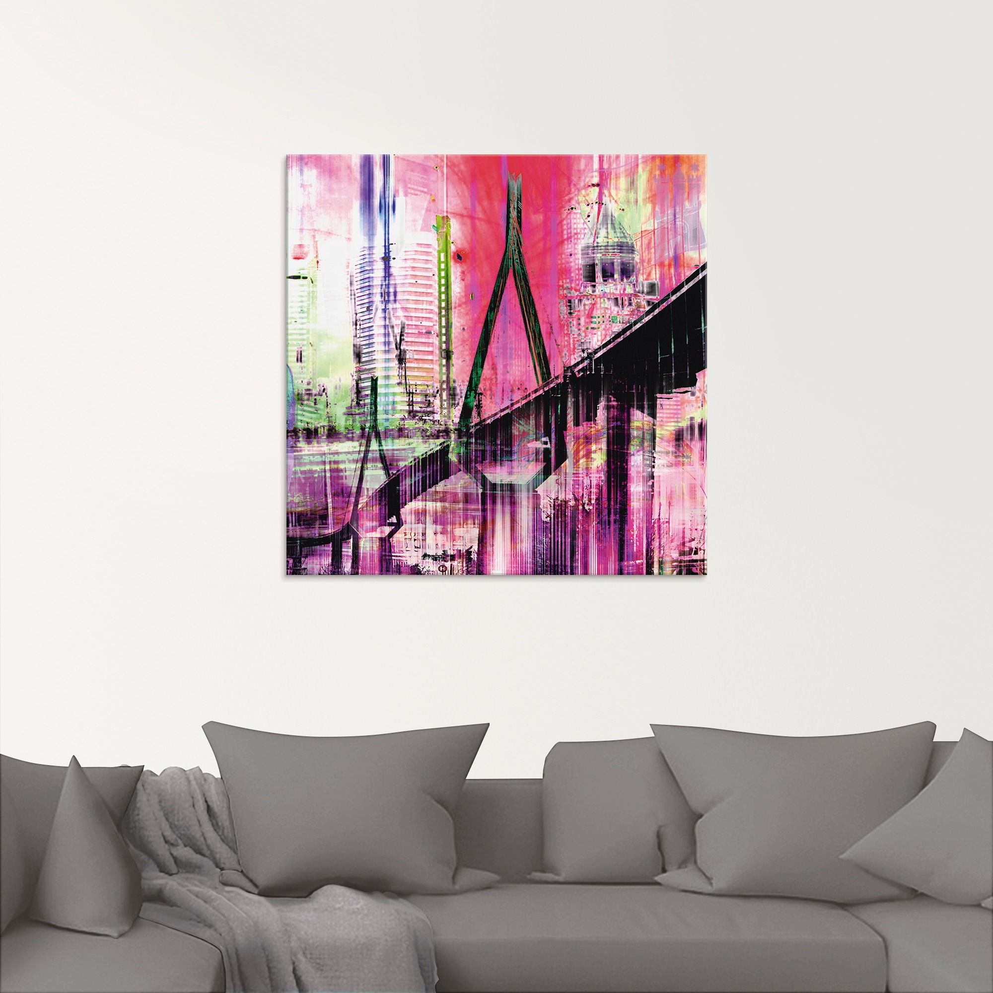 Artland Glasbild »Hamburg Skyline Abstrakte Collage«, Deutschland, (1 St.), in verschiedenen Größen