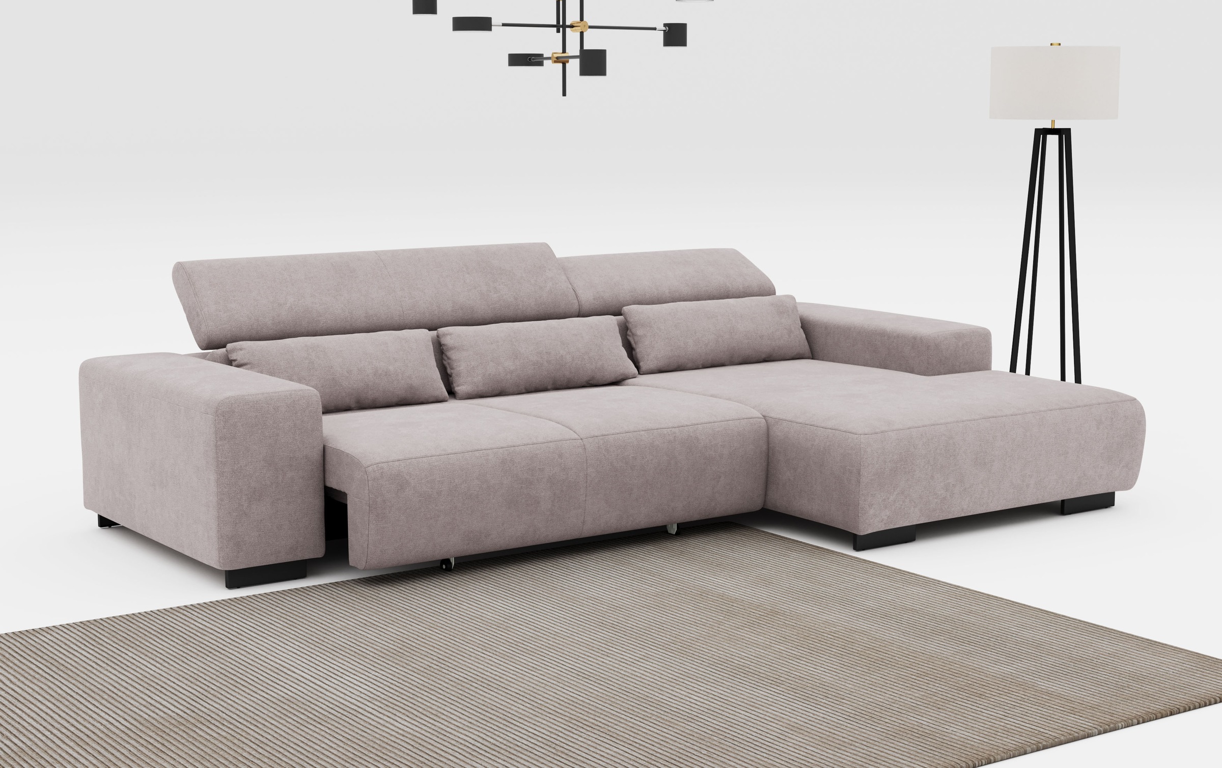 COTTA Ecksofa »Side L-Form, mit Kopfteilverstellung & 3 Nierenkissen«, optional motorische Sitztiefenverstellung