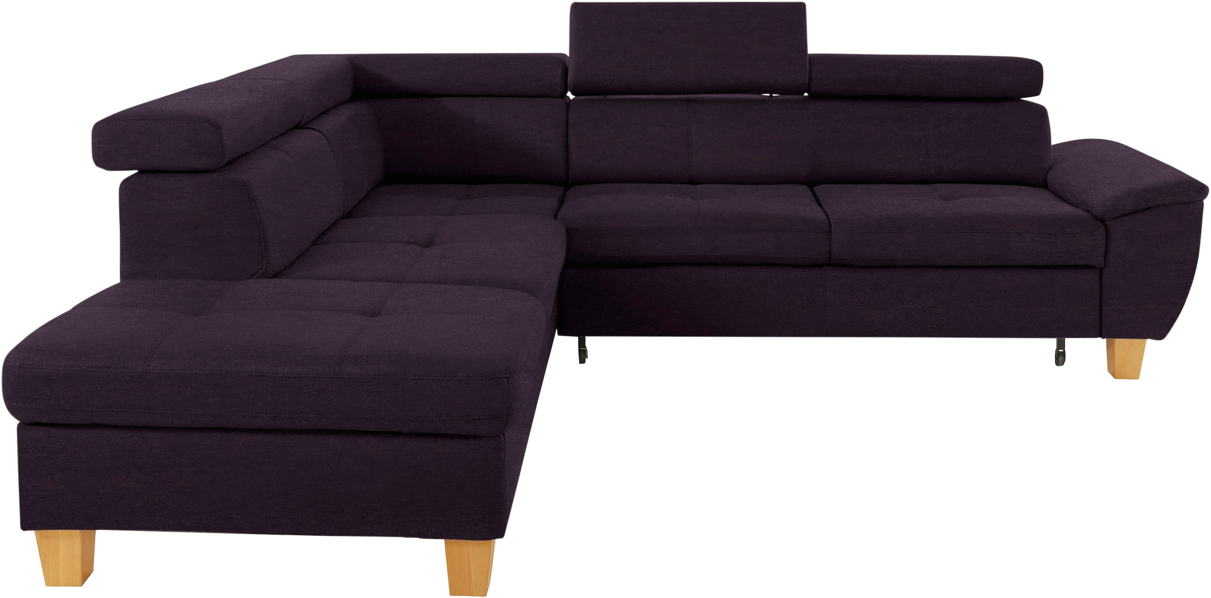 exxpo - sofa fashion Ecksofa »Enya, hoher Sitzkomfort, Breite 266cm, bequem, 12cm hohe Füße, L-Form« mit Kopfteilverstellung, wahlweise Bettfunktion u. Bettkasten
