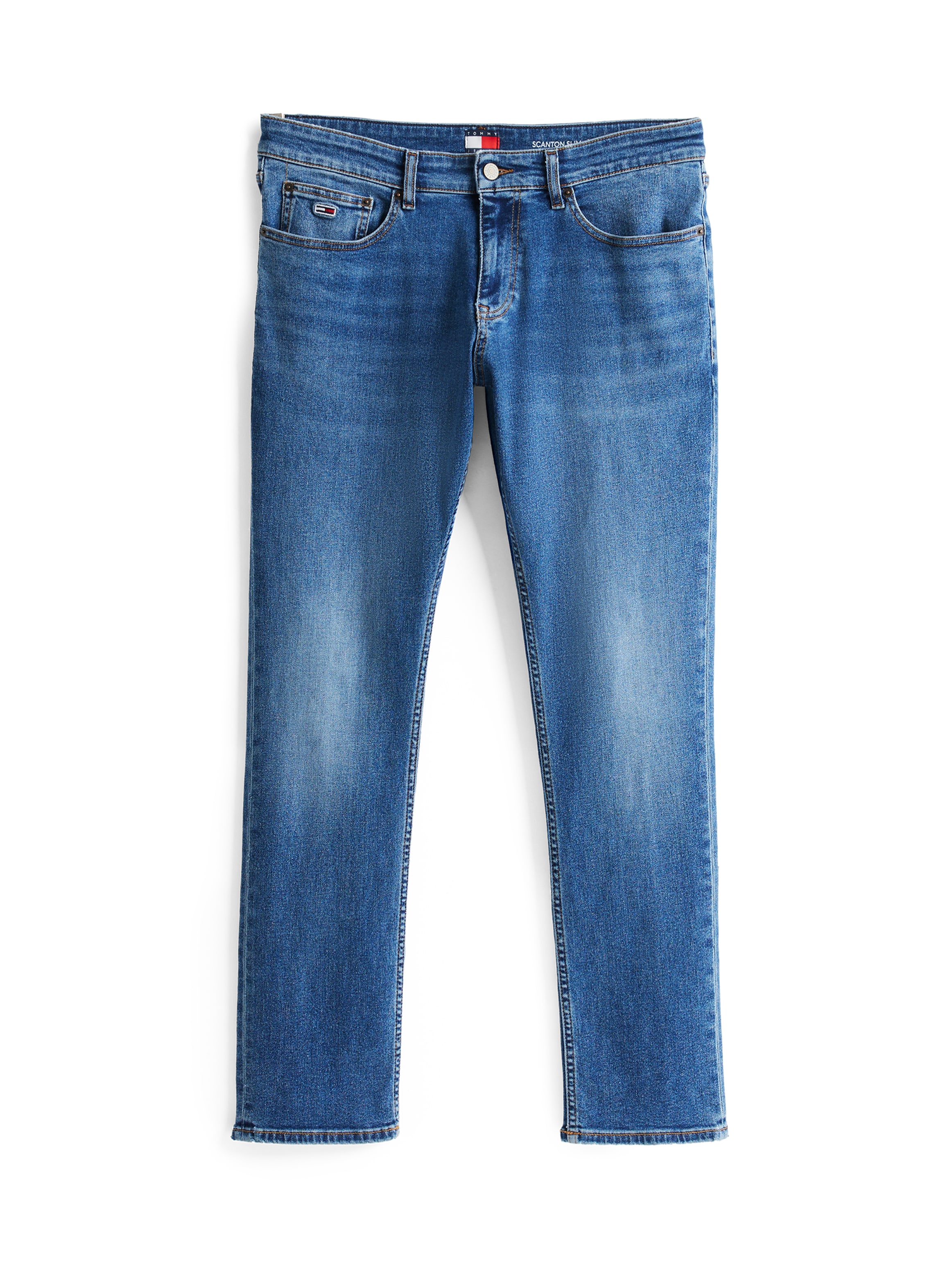 Tommy Jeans Gerade Jeans »SCANTON SLIM BI0234«, Mit Markenlabel aus Leder hinten