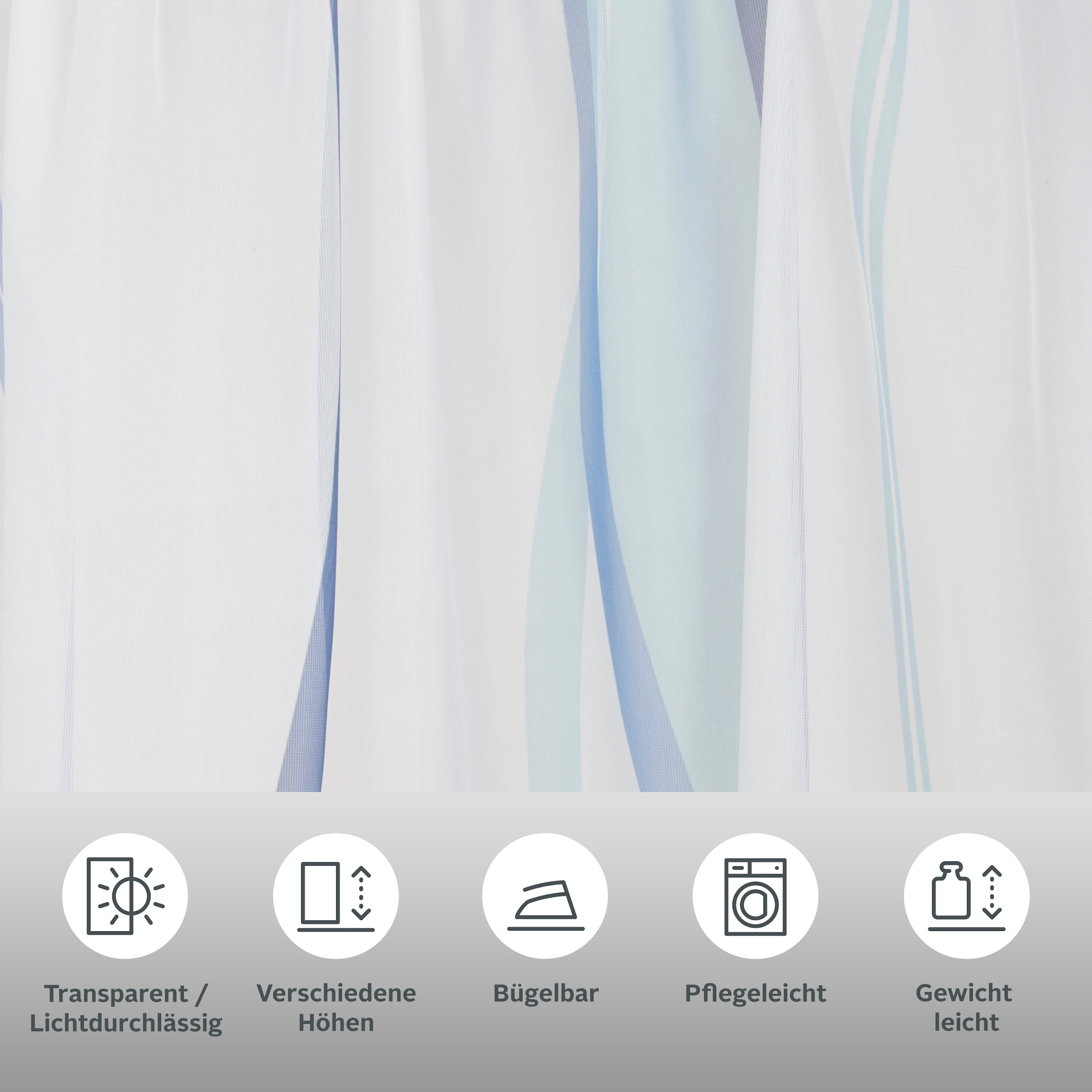 my home Gardine »Dimona«, (2 St.), 2-er Set, transparent, Voile, Polyester, Wellen
